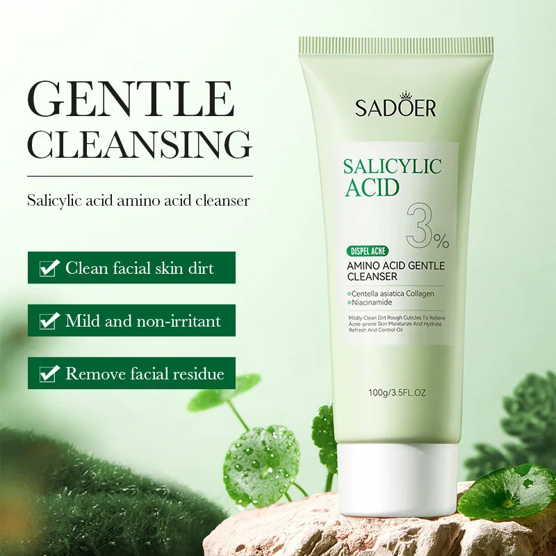 SADOER Salicylic Acid Facial Cleanser Face Wash Foam Face Cleanser Moisturizing