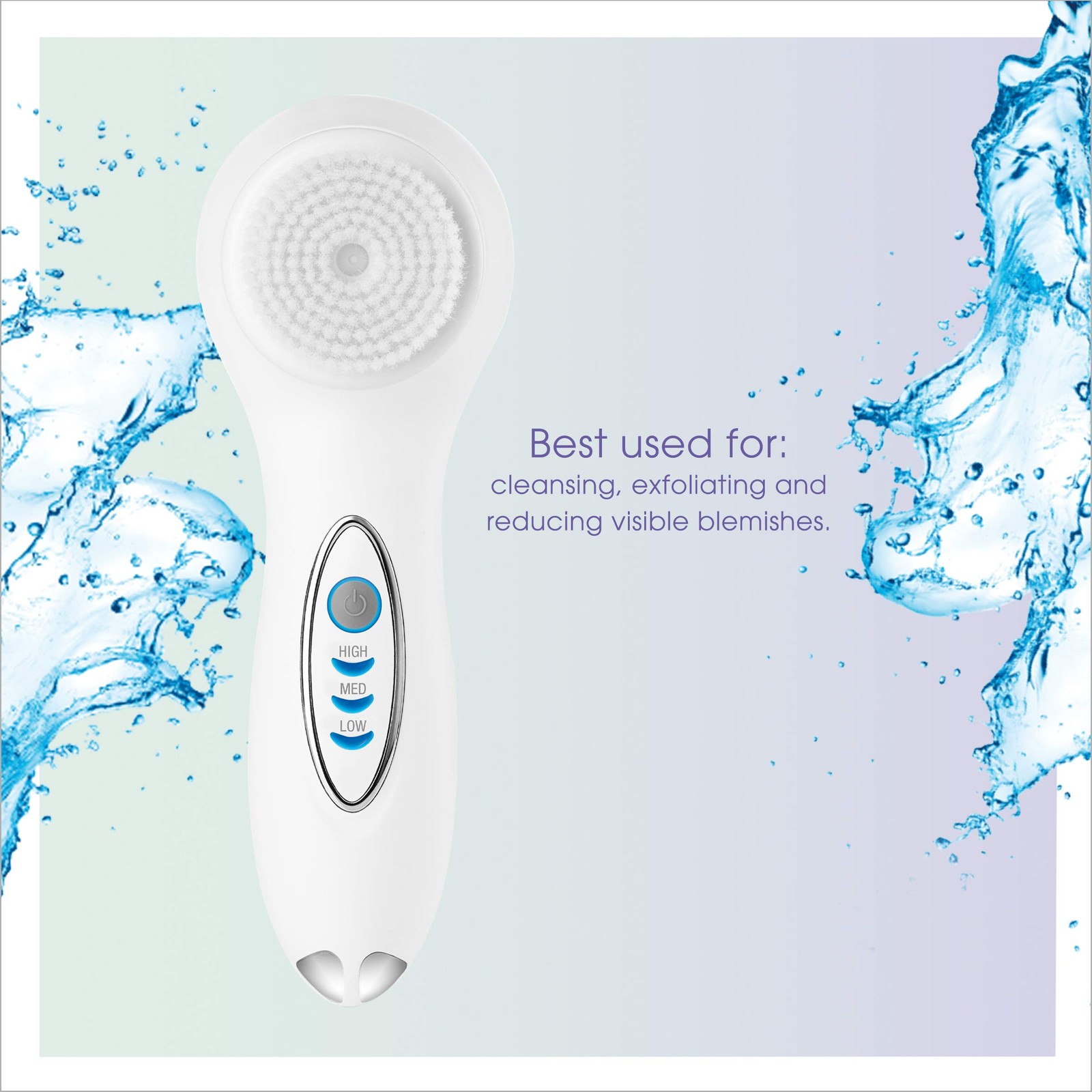 Conair True Glow Sonic Facial Cleansing Brush Waterproof 3 Speed Rechargeable