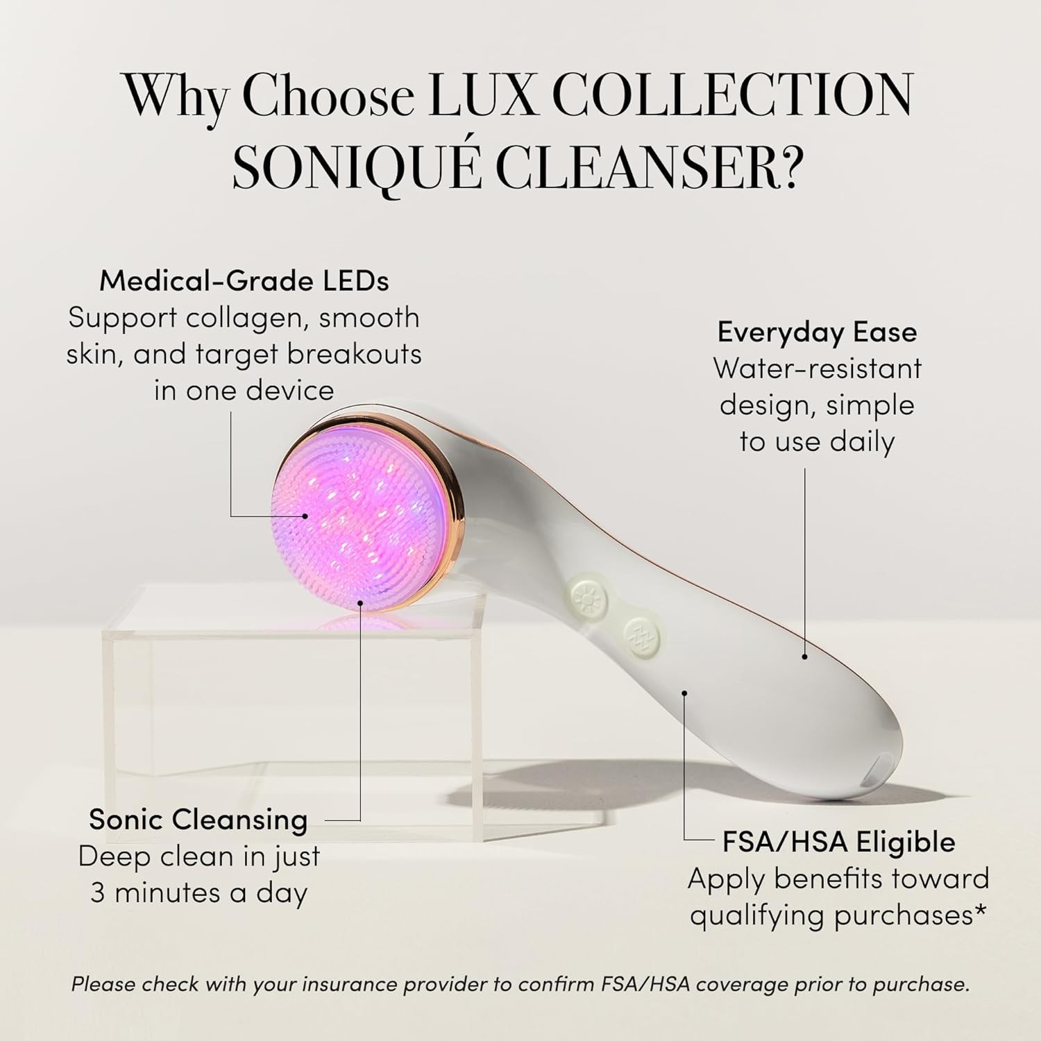 Facial Cleansing Brush Sonic Red Light Therapy Face Clean Tool