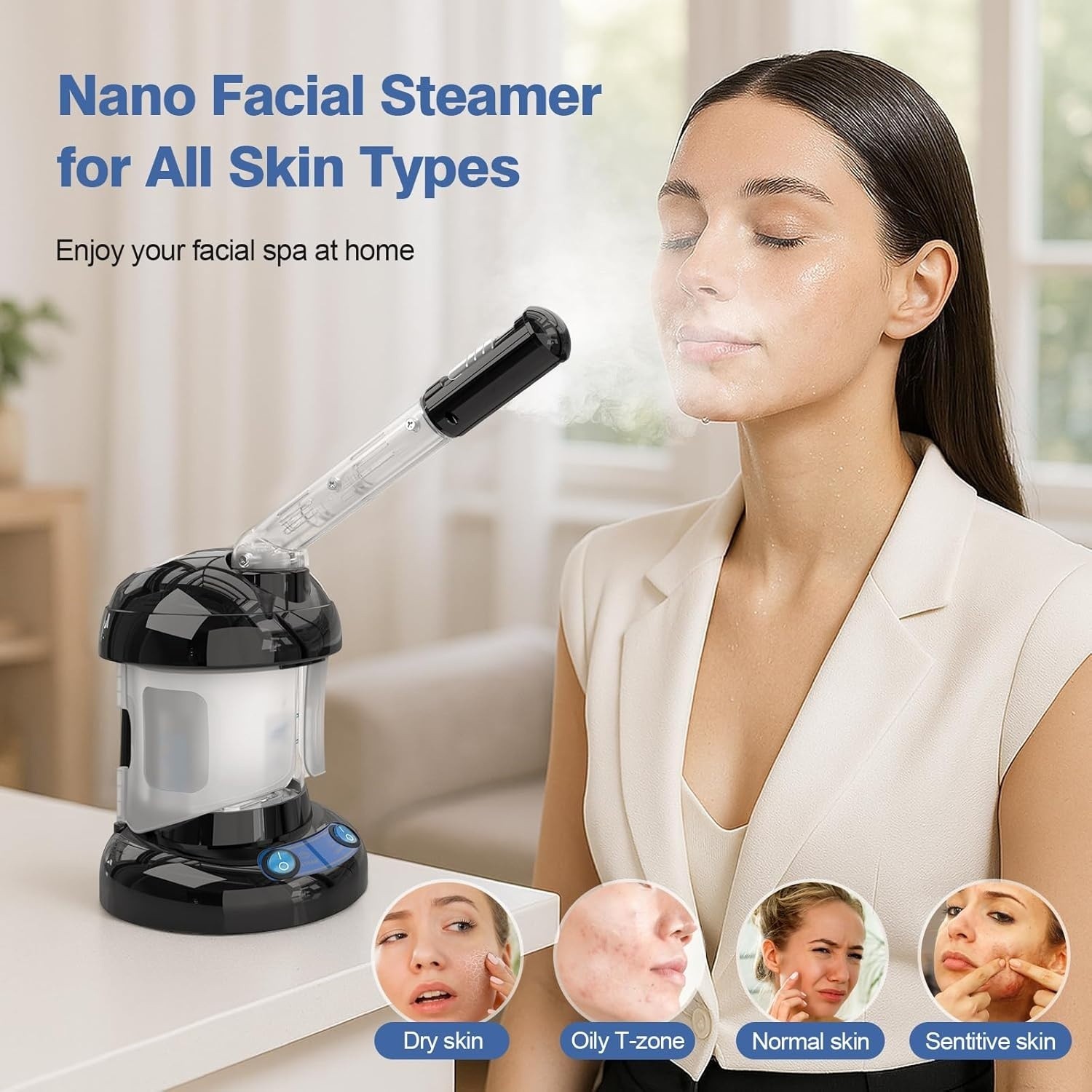 Vaporizador de cabello, vaporizador facial de ozono 2 en 1, diseño para salón
