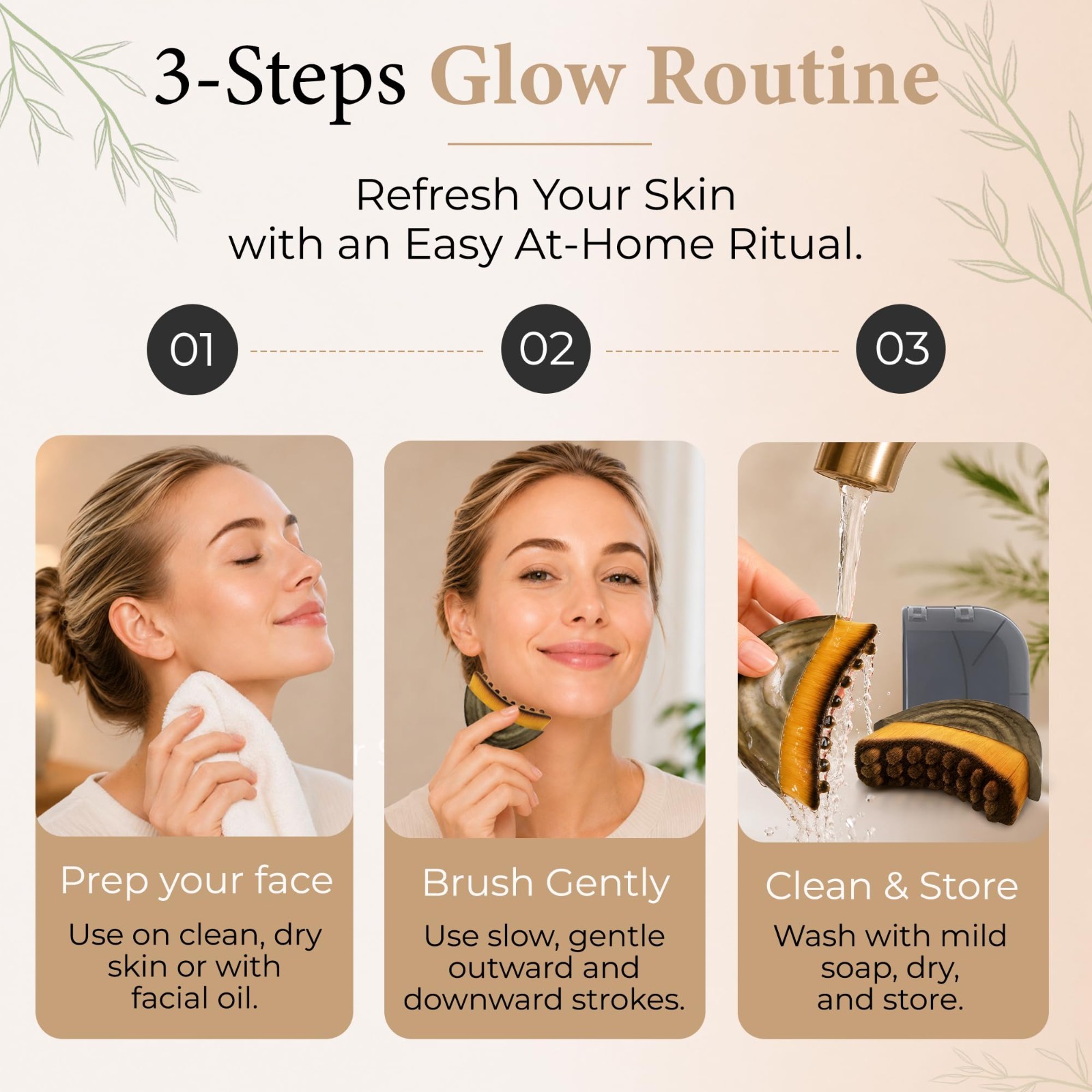 Lymphatic Drainage Facial Brush – Sculpting & Depuffing Tool for Dry Massage