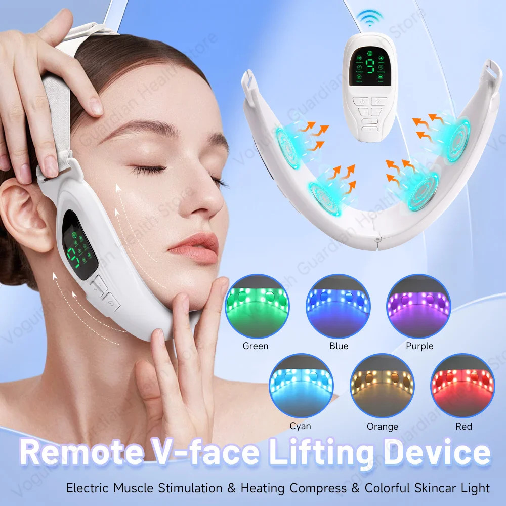 White 4 in 1 Massager for Face, Facial Sculpting Device for Double Chin, Reduces