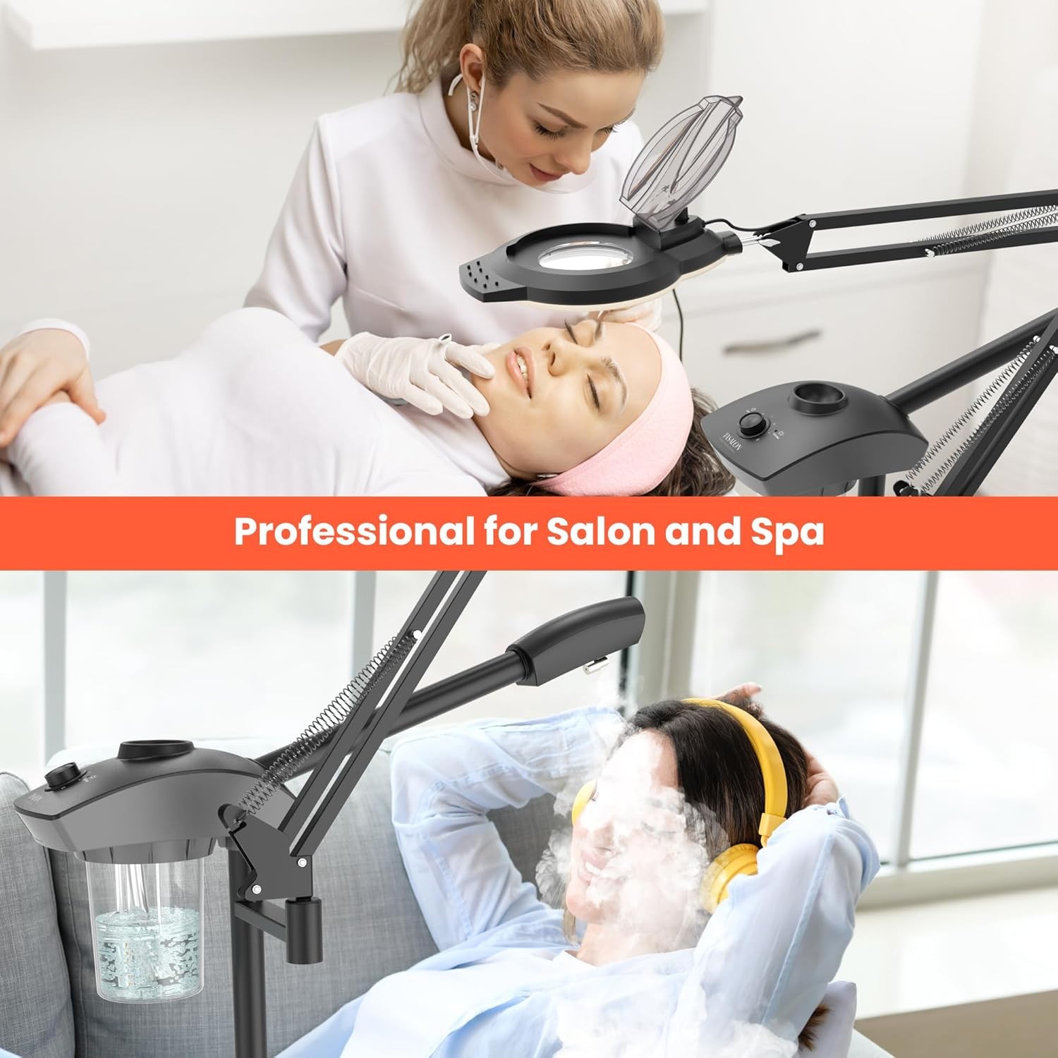 Professional 2-In-1 Facial Steamer, Ozone Face Steamer with 5X Magnifying Lamp D