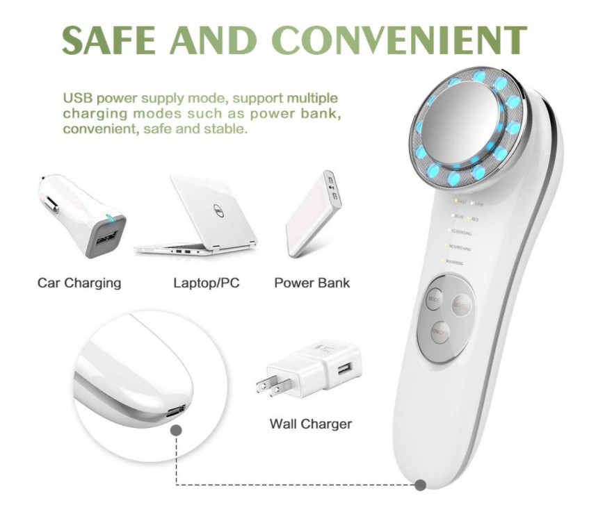 Galvanic Facial Massager ES1022 EMS Microcurrent LED Red Blue Anti-Aging Device