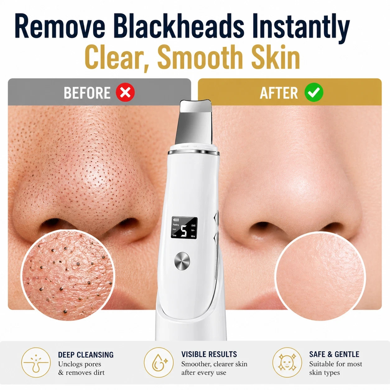 Skin Scrubber Face Spatula 4 in 1 Blackhead Remover Deep Pore Cleaner