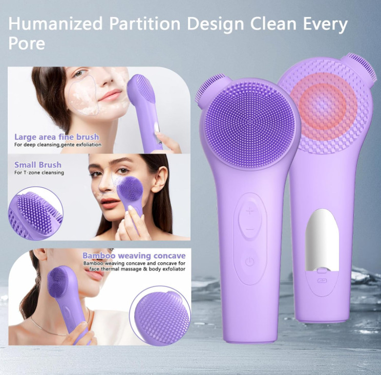 Cepillo facial silicona eléctrico recargable impermeable 5 modos limpieza, Nuevo