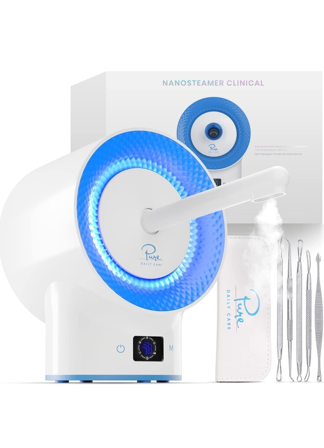 NanoSteamer Clinical – 10-in-1 Smart Steam Dermatologist Grade Facial Steamer
