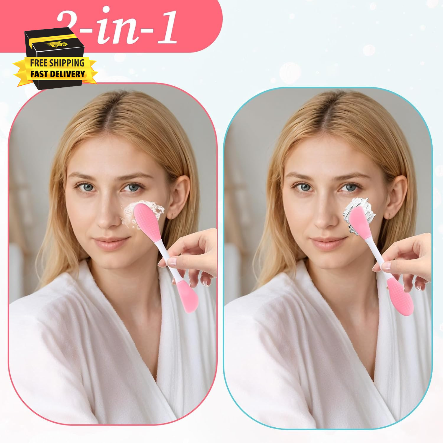 4 Pcs 2 in 1 Double-Sided Facial Scrubber Brush Tool, Silicone Facial Cleansing