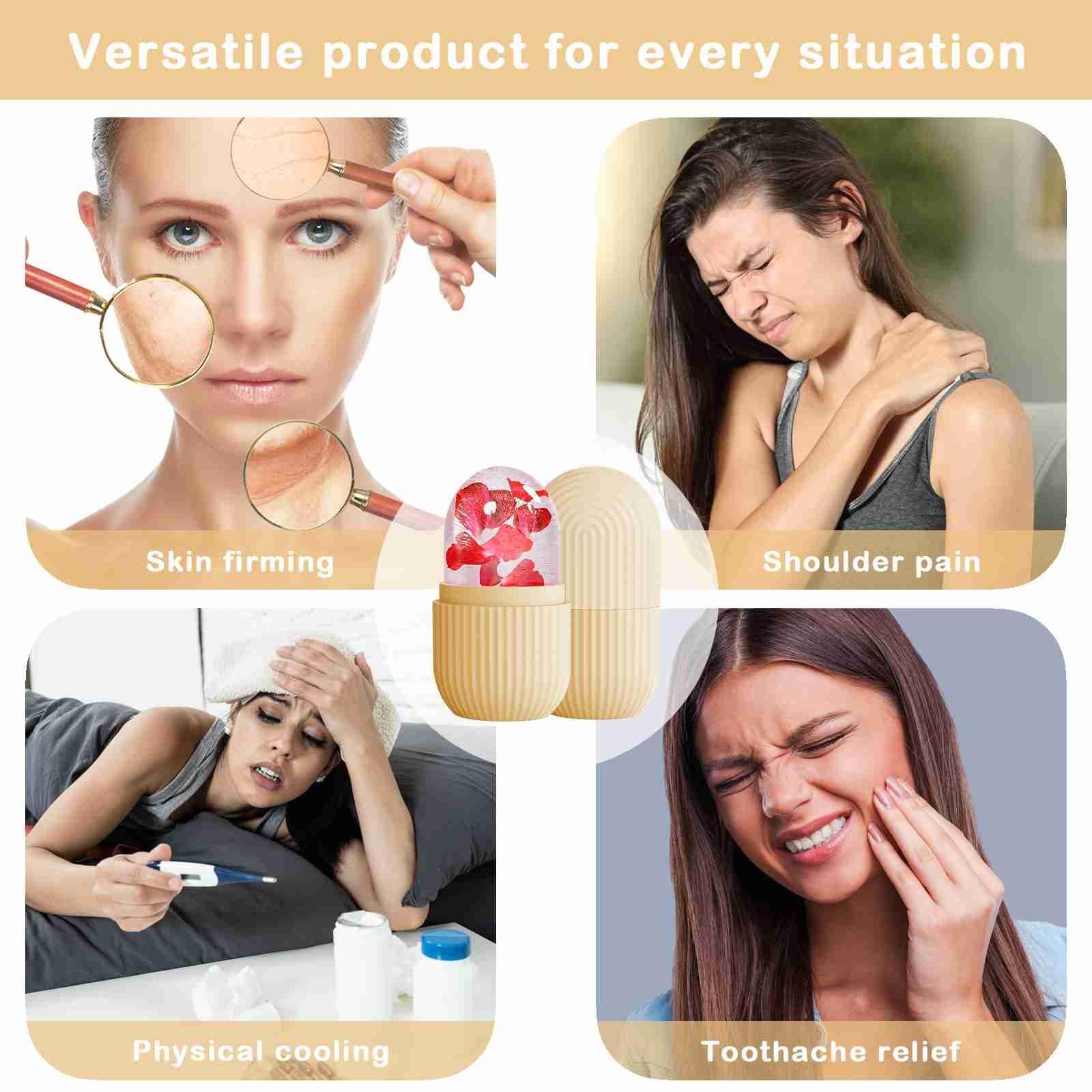 XHJRI Ice Face Roller Massager,Ice Cube for Face, Eyes and Neck Beige