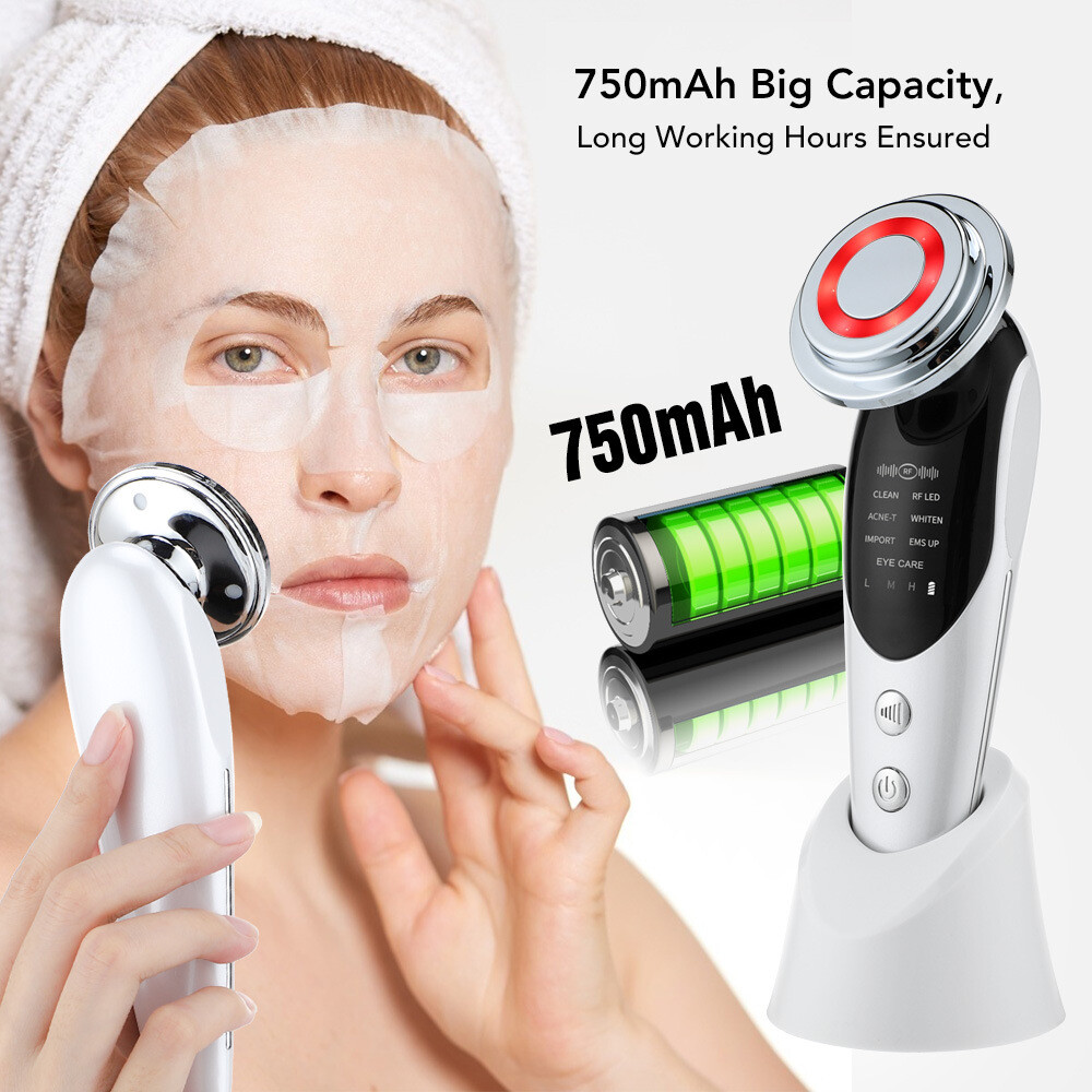 7-in-1 Facial Massager – EMS Microcorrente, Luce Colorata, Vibrazione LED Beauty