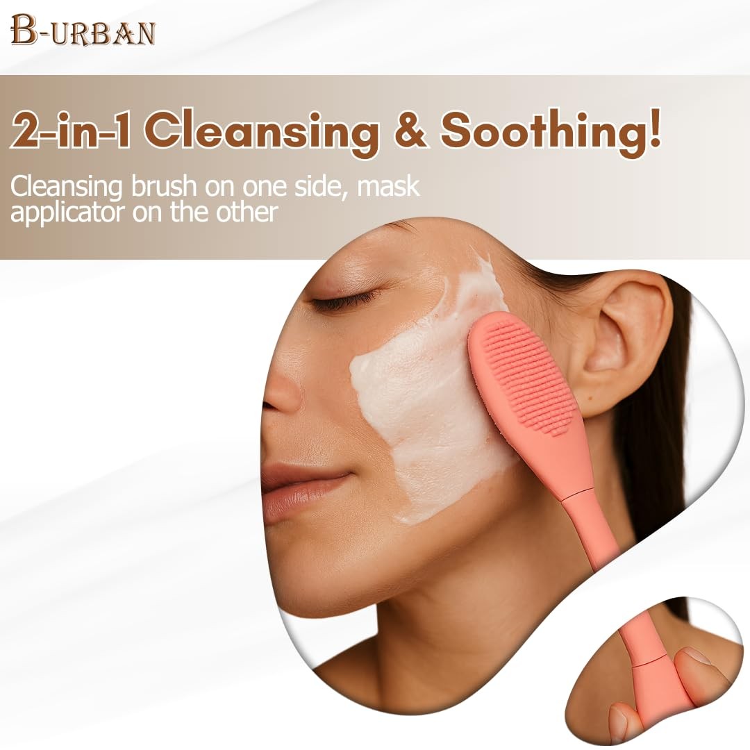 B-URBAN 2-in-1 Silicone Face Brush Set – Dual-Sided, Travel-Friendly, 2 Pack