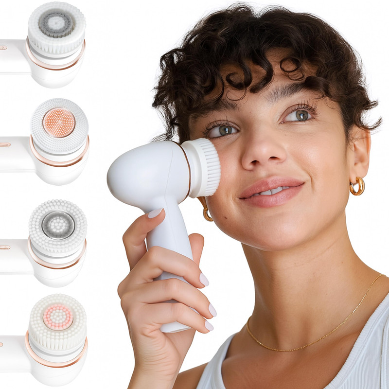 Raedia 2.0 Handheld Facial Cleansing Brush 4 Interchangeable Brush Heads By