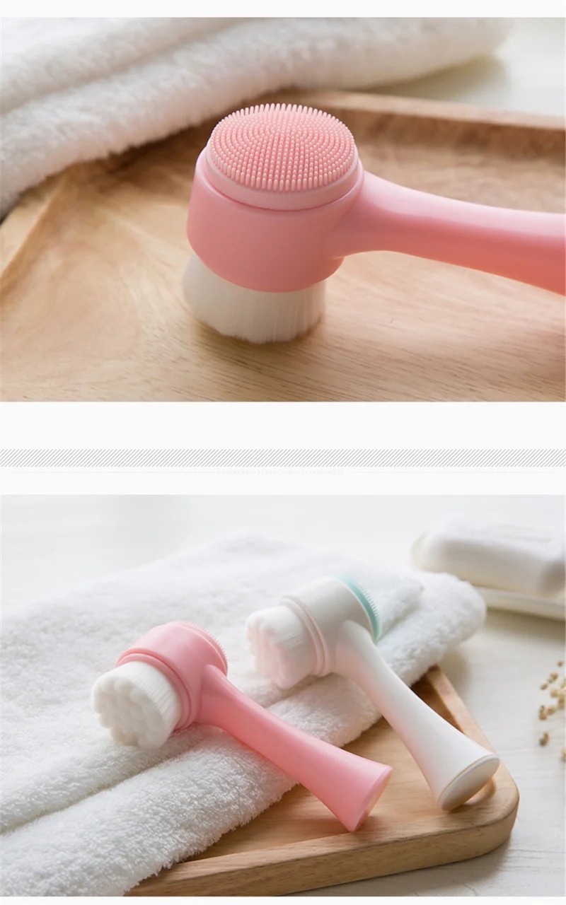 3D DOUBLE-SIDED SILICONE FACIAL CLEANSING BRUSH – SOFT EXFOLIATING FACE SCRUBBER