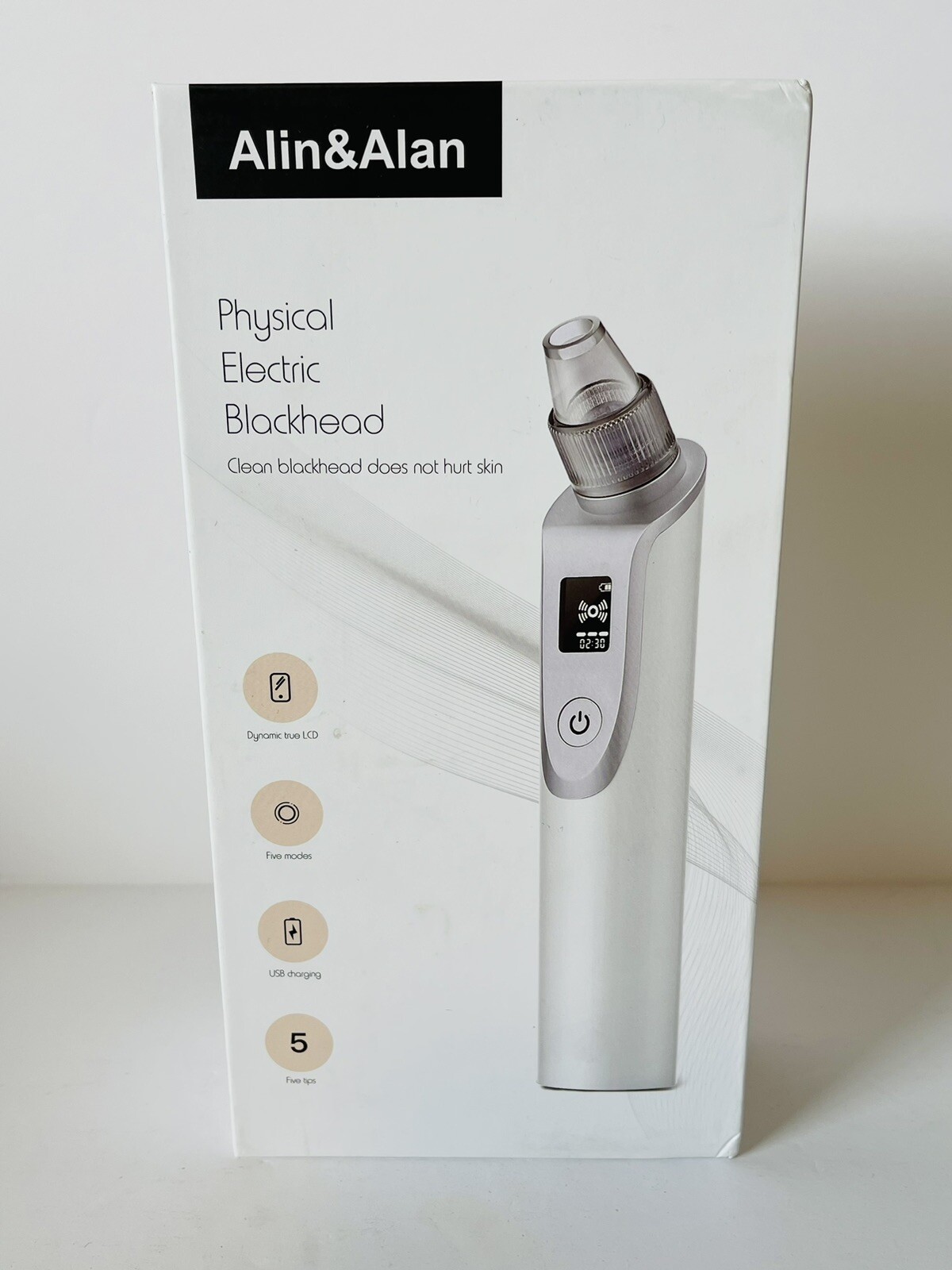 Alin&Alan Physical Electric Blackhead Remover – USB Charge – 5 Tips – 5 Modes