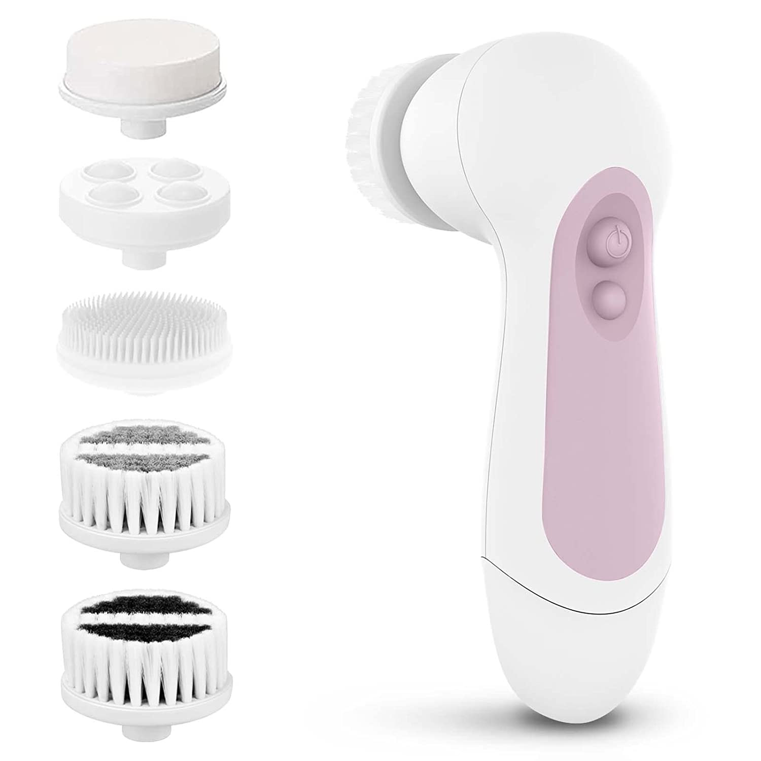 Waterproof Facial Cleansing Spin Brush Set with 5 Exfoliating Brush Heads – Elec