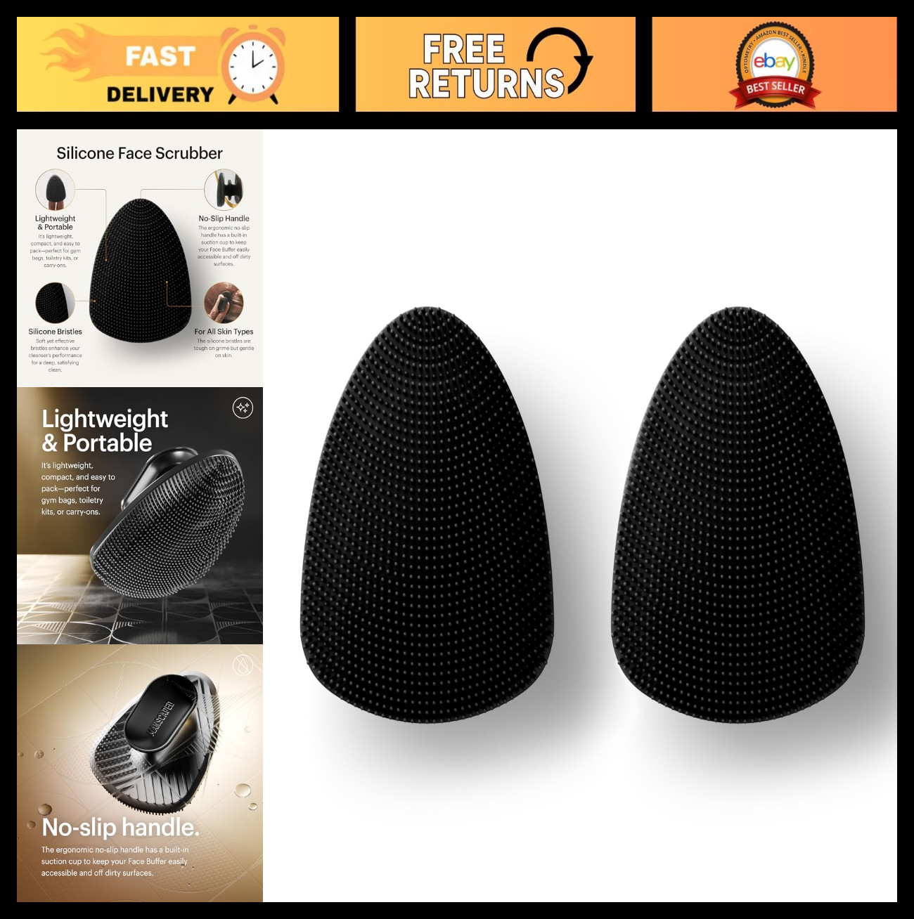 Men’s Silicone Face Scrubber – Deep Clean, Exfoliate & Nourish Skin, 2-Pack