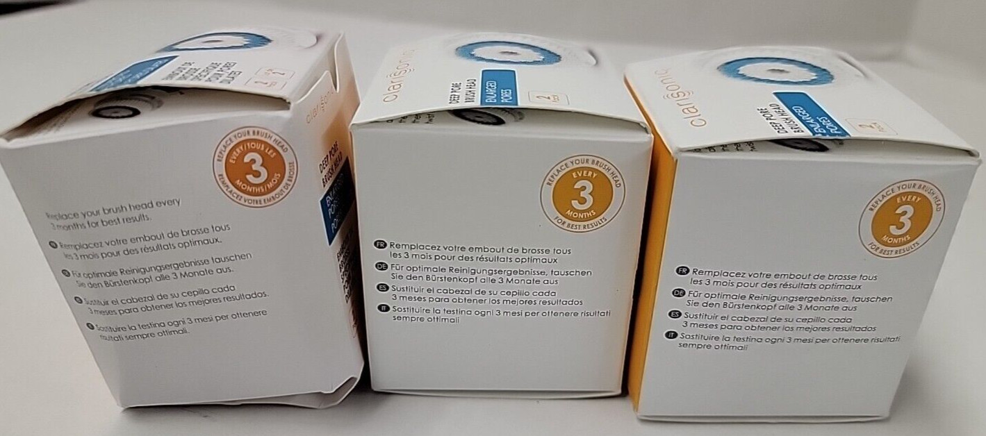 CLARISONIC FACIAL DEEP PORE BRUSH HEADS TWIN PACKS LOT OF 3 TOTAL 6 BRUSHES