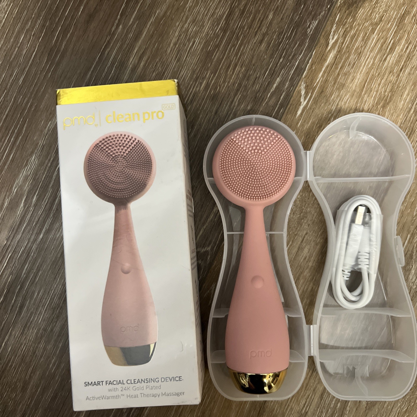 Pmd Clean Pro Smart Facial Cleansing Device 24K Gold Plated heat Massager 4002