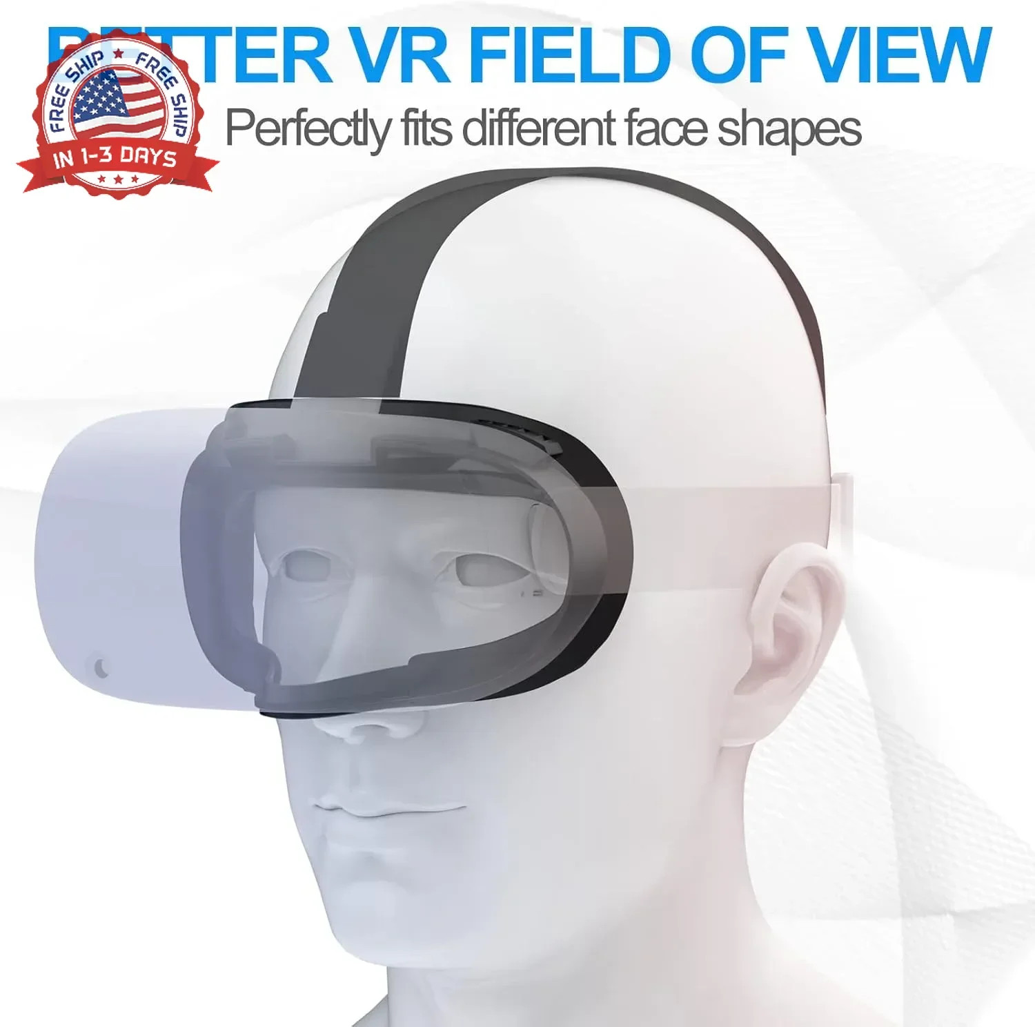 VR Face Interface Cushion Pad for Oculus Quest 2 Sweat-Proof PU Foam Replacement