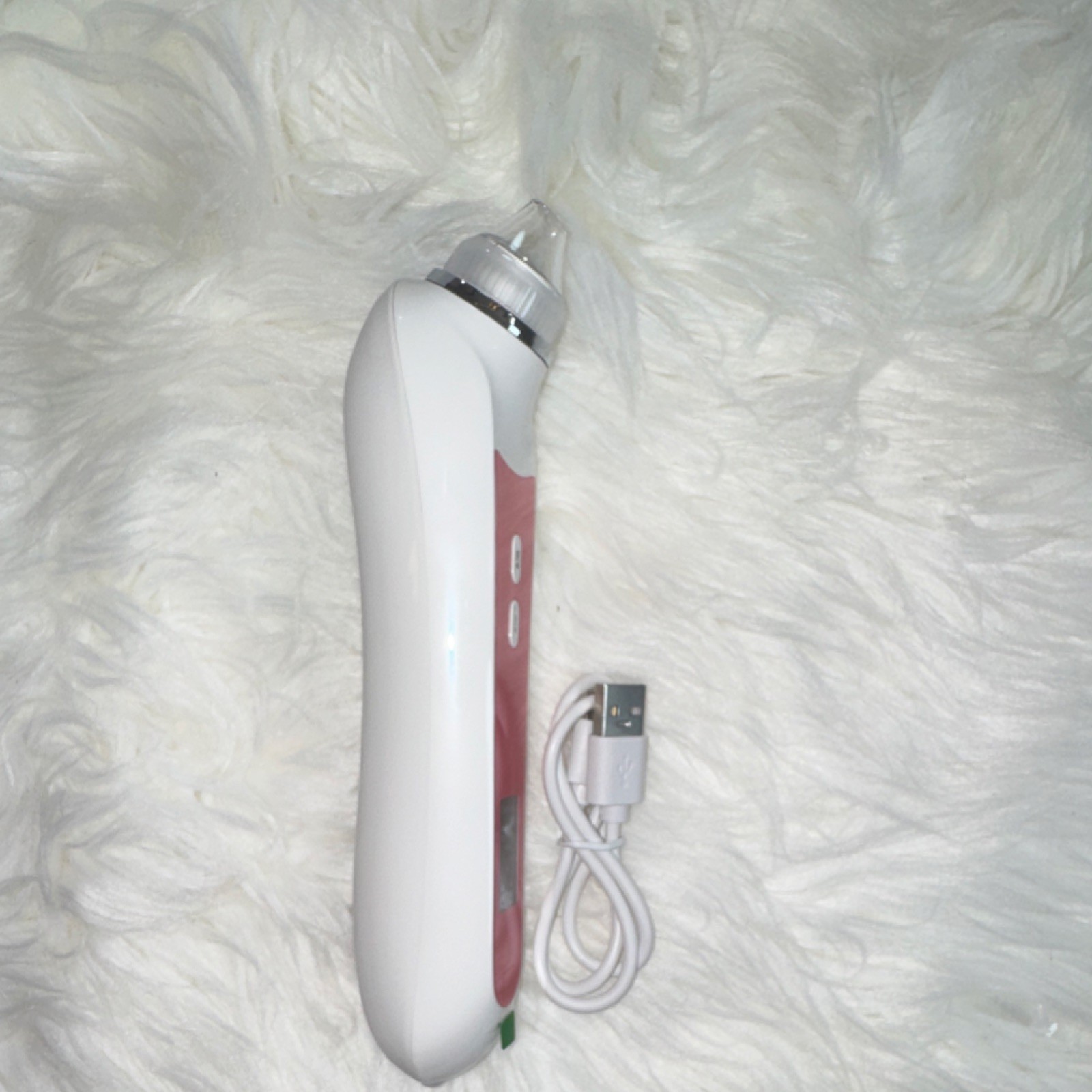 Electric Facial Brush Rechargeable USB 3 Speeds White Pink Plastic