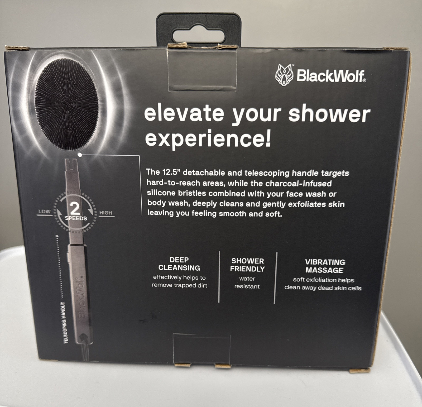 BlackWolf Sonic Scrubber Black Vibrating Scrubber NEW SEALED Men Rechargeable