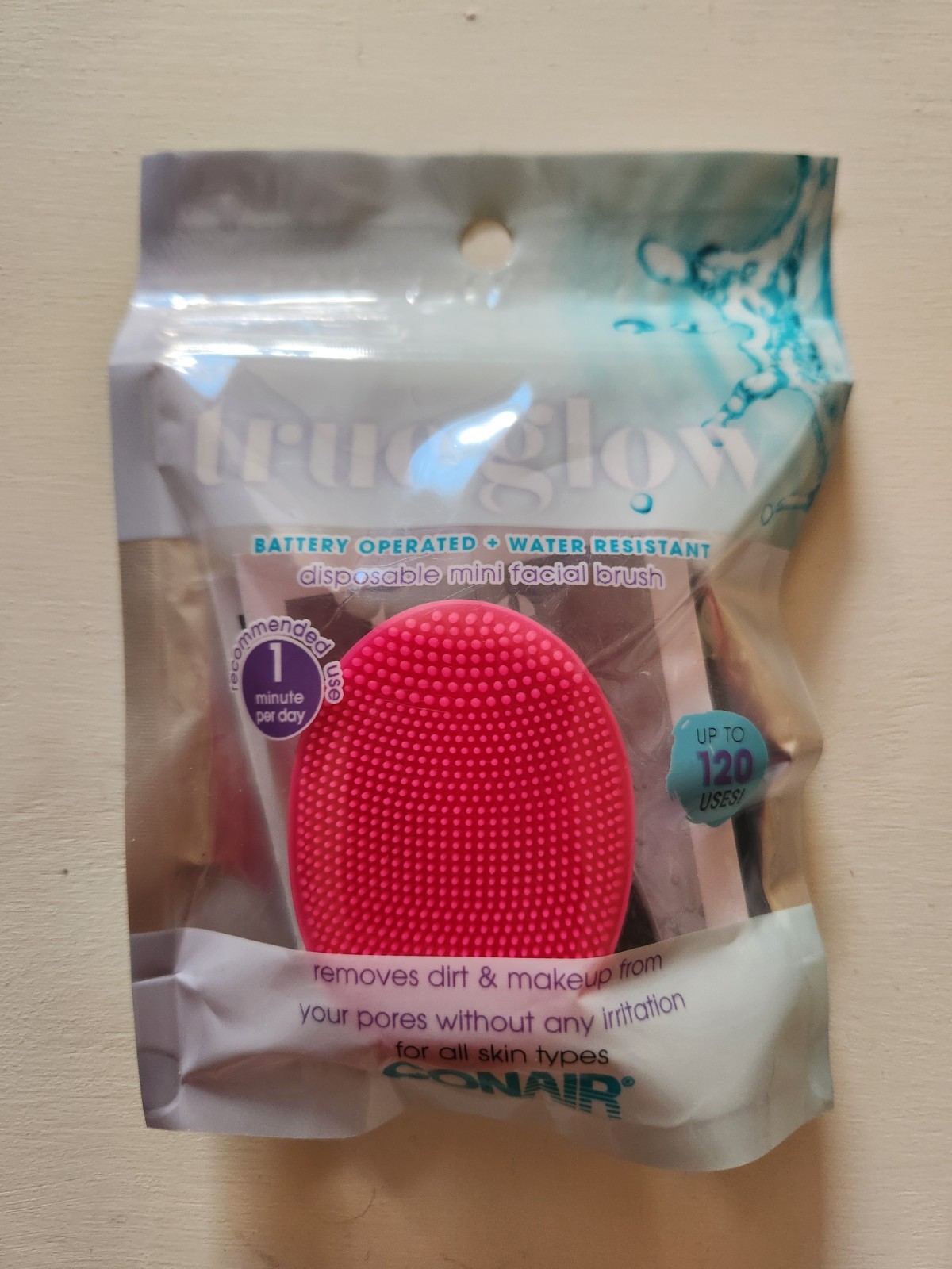 New Conair True Glow Disposable Mini Facial Brush 120 Uses For Makeup & Dirt