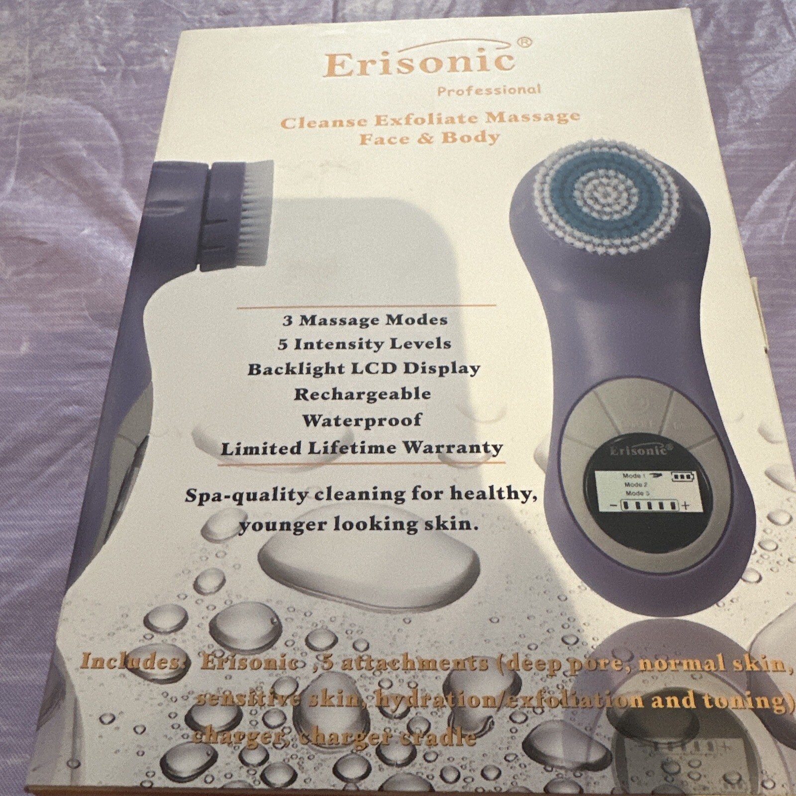 New Erisonic Face Body Exfoliator Massager Rechargeable Multi-function Brush