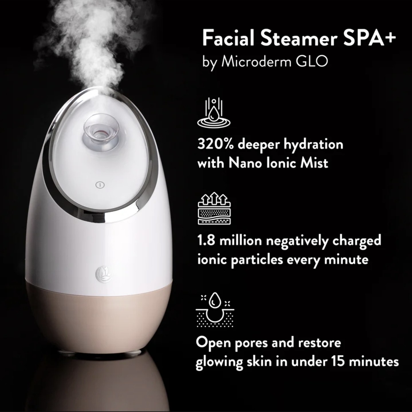 Portable Facial Steamer SPA+ Microderm Glo Nano Ionic Sauna Humidifier