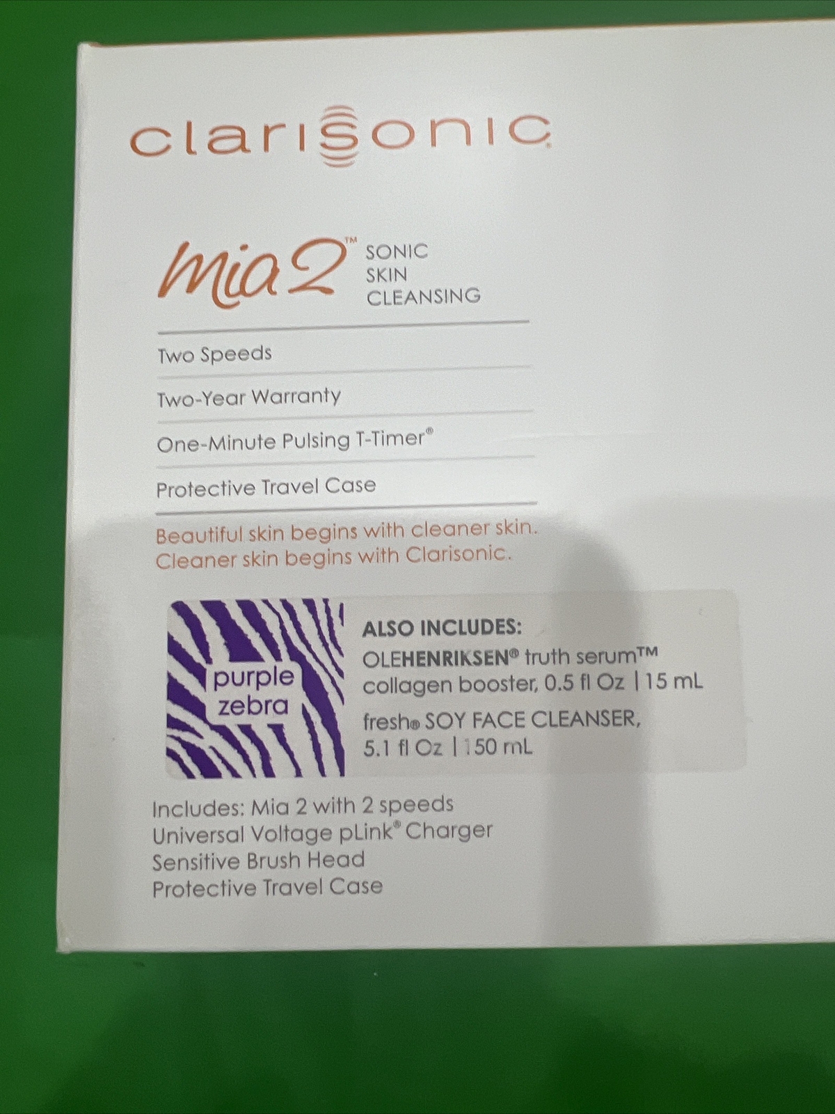Clarisonic Mia 2 Facial Sonic Skin Cleansing System w Case Brush & Charger