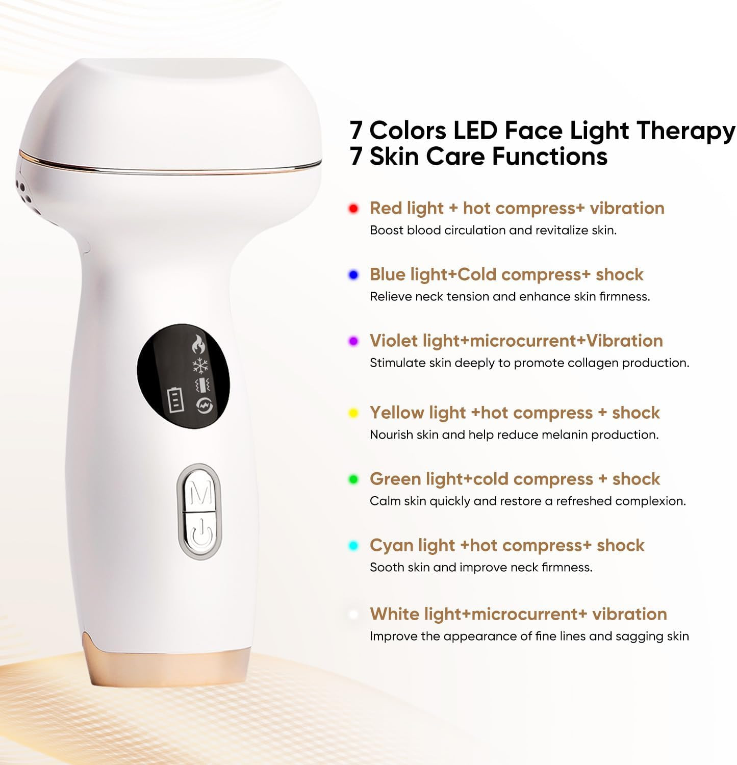 Microcurrent Facial Device with Red Light Therapy – 7-In-1 LED Sculptor & Hot Gu