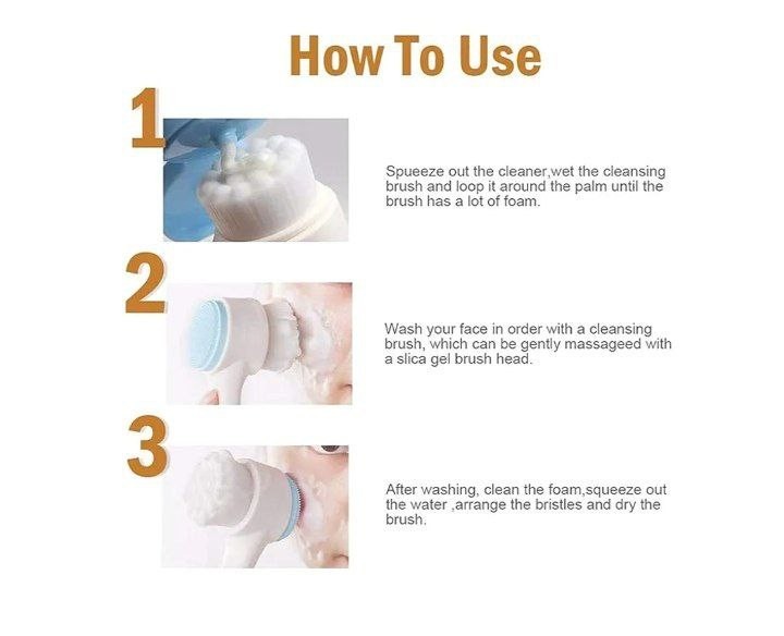 2 in 1 Silicone Face Facial Wash Brush Cleanser Cleansing Massage