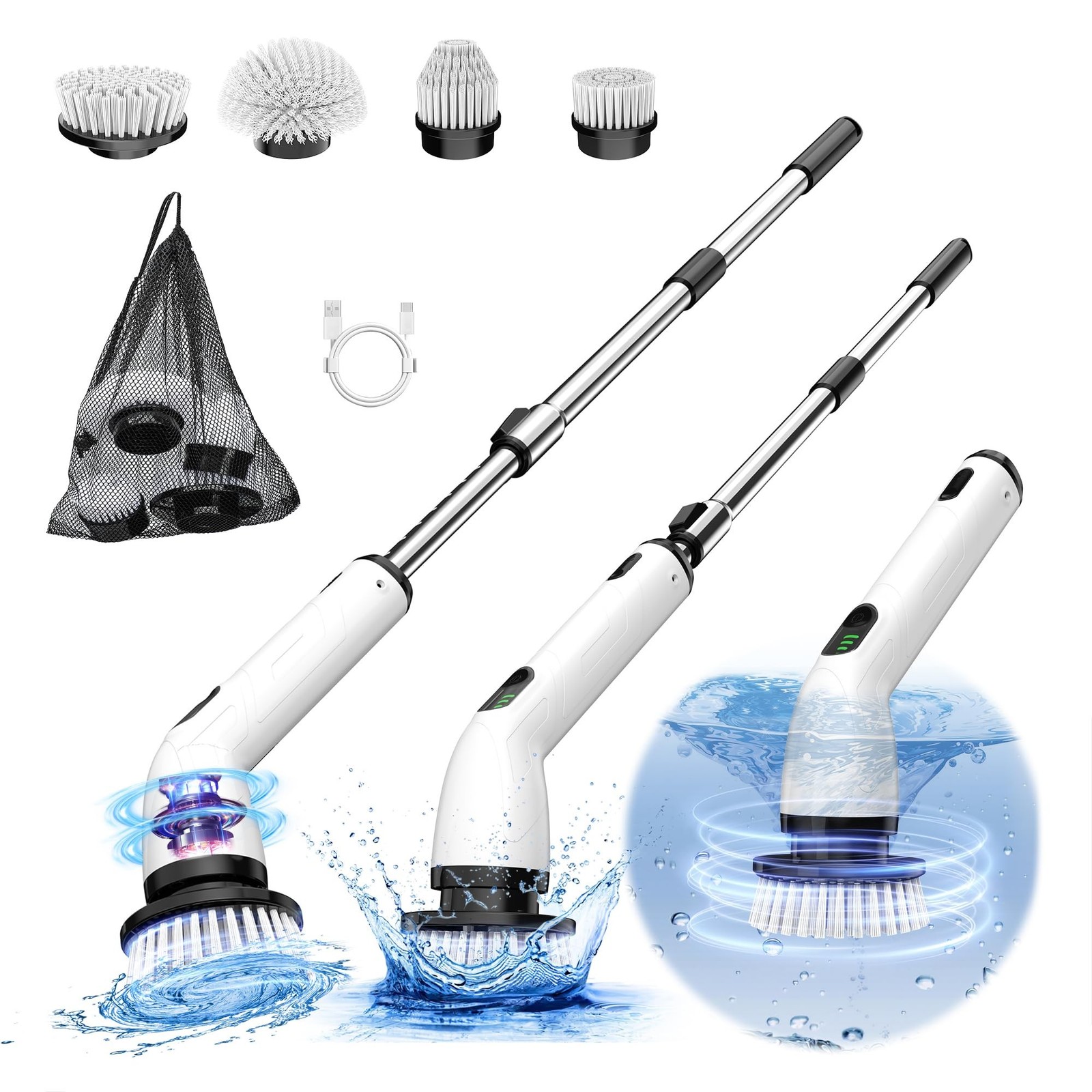 Electric Spin Scrubber, Full-Body IPX7 Waterproof Cordless Shower Scrubber wi…