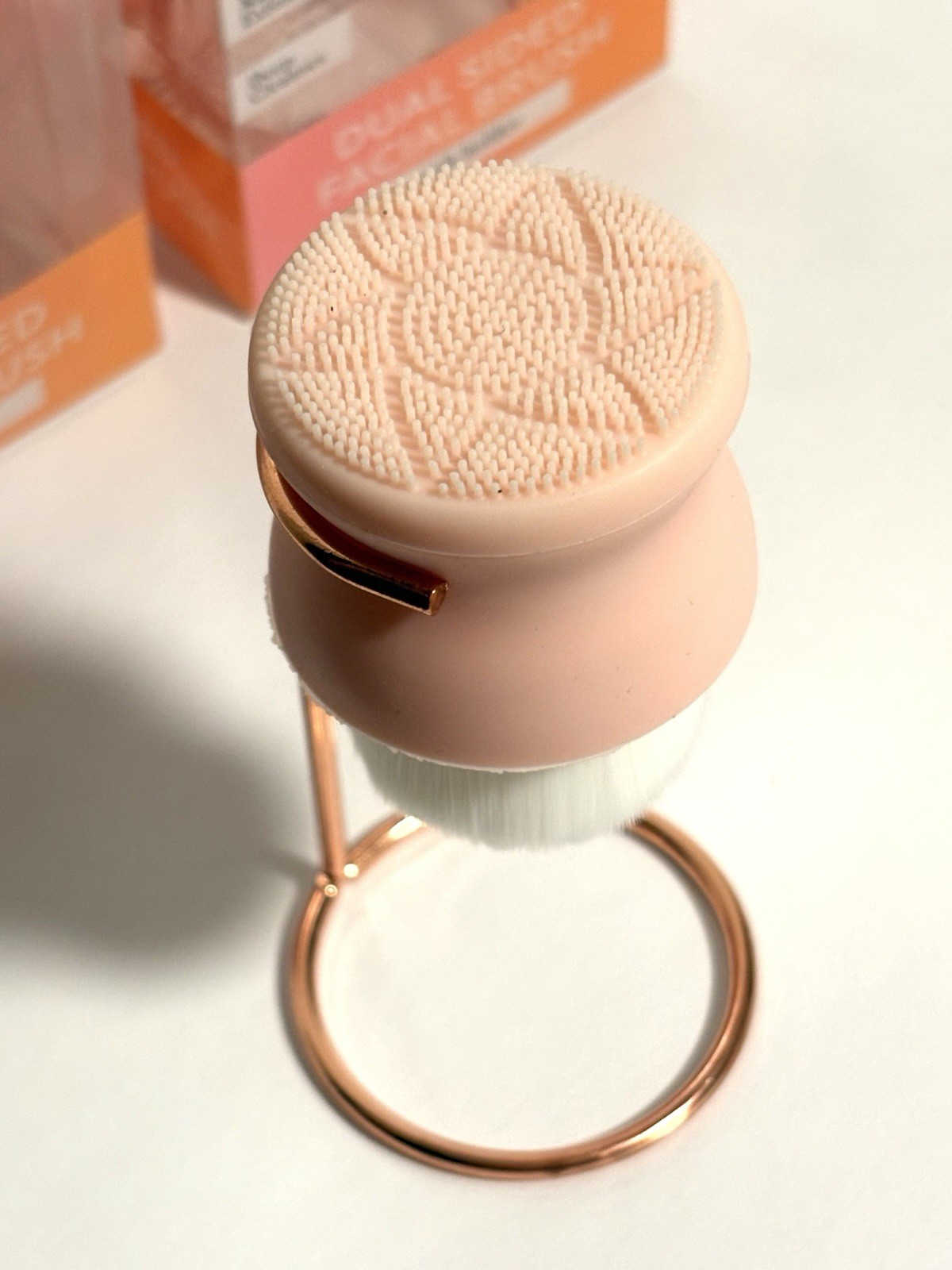Lot Of 2 New VivaSpa Dual Sided Facial Brush w Holder Cleans Pores Exfoliating