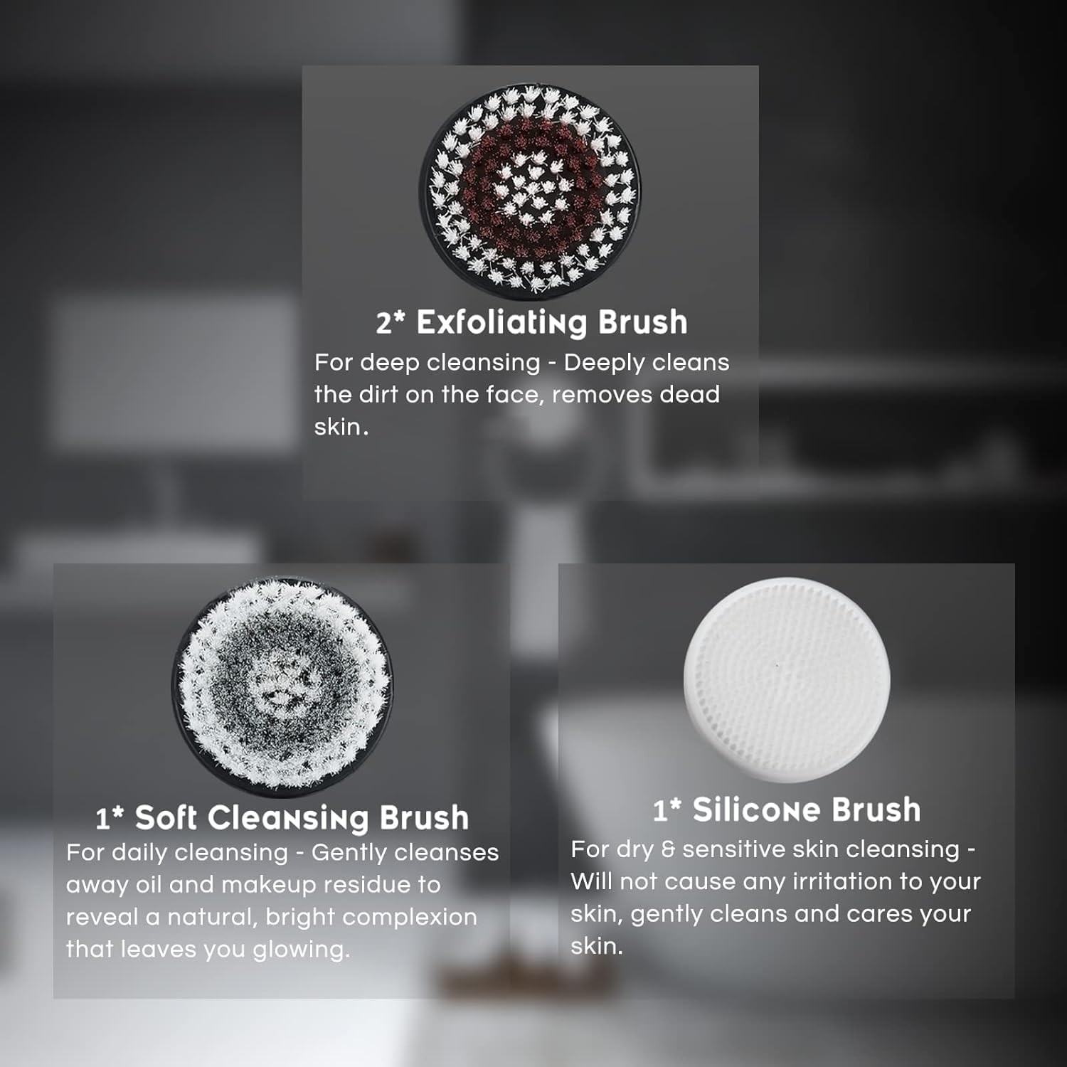 4 Replacement Brush Heads for Model OR-9088 Facial Cleansing Brush Deep Pore …
