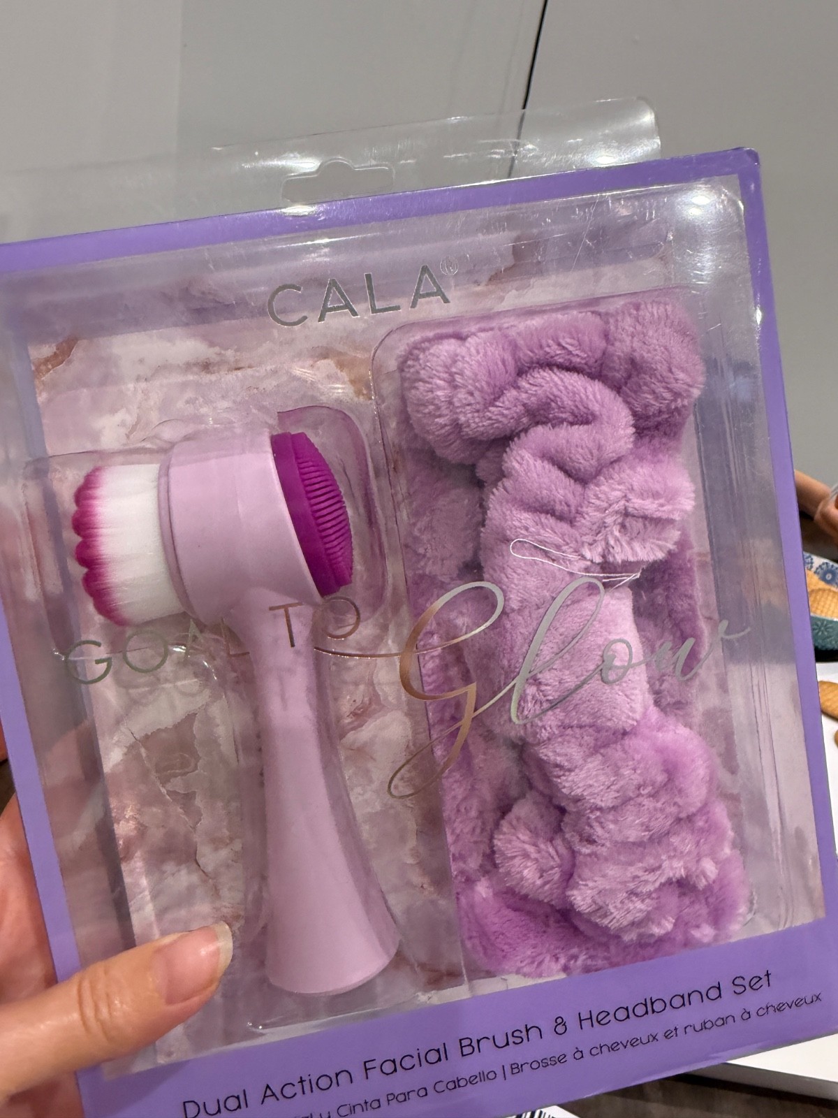 CALA Goal to Glow Dual Action Facial Brush & Headband Set – Pink Skincare Gift S