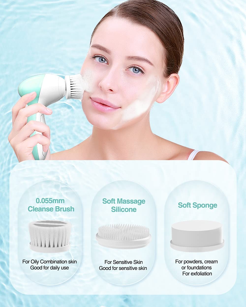 Electric Facial Cleansing Brush for Sensitive Skin Silicone Face Brush