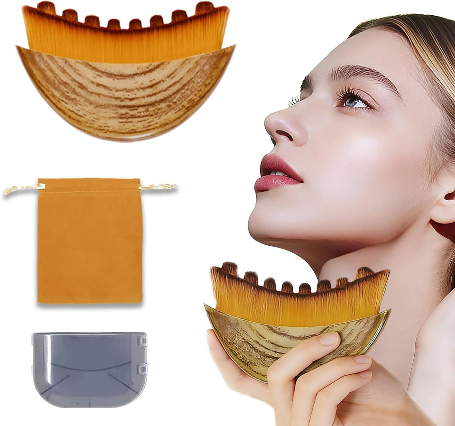 Lymphatic Contour Face Brush, Manual Face Brush for Lymphatic Drainage, Natural