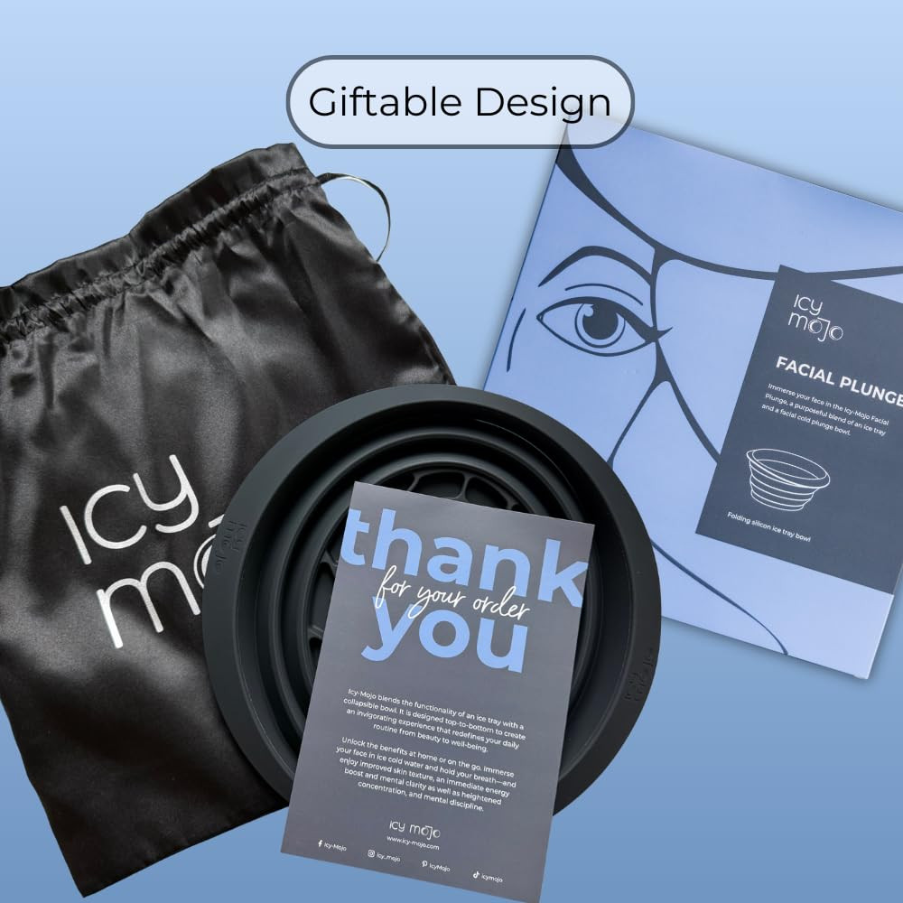 Facial Cold Plunge™ | Collapsible Silicone Ice Facial Bowl with Built-In Ice Tra