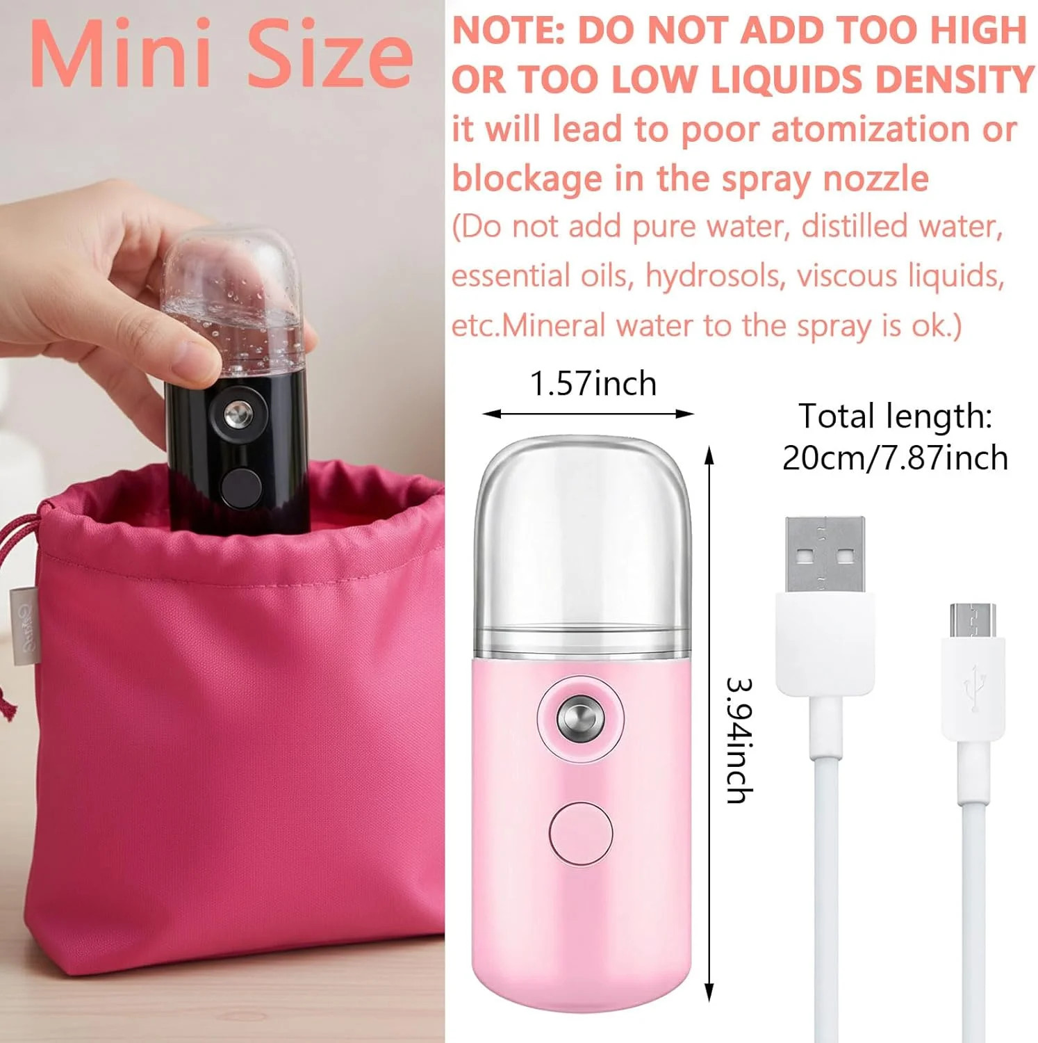 Mudder 4 Pcs Nano Facial Mister Handy Nano Mist Sprayer 30ml Visual Water Tank P