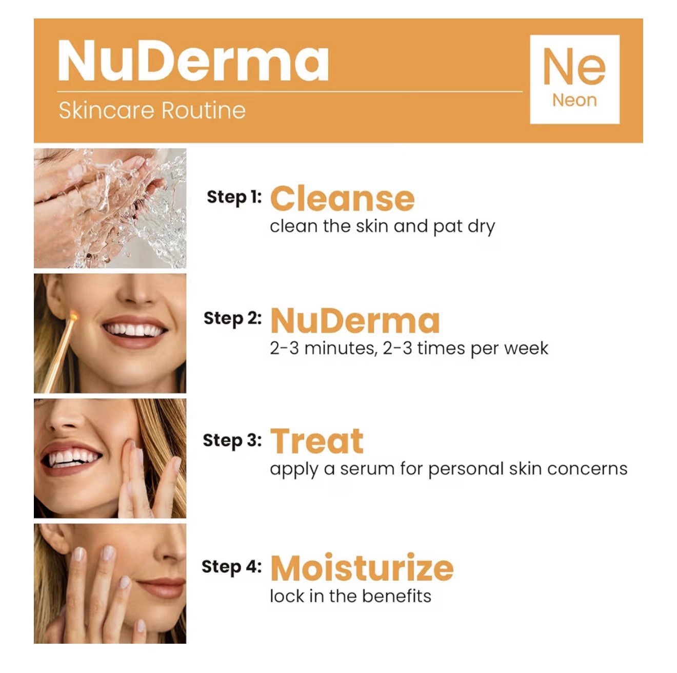 Pure Daily Care NuDerma Skin Therapy Wand White w/ 4 Neon Applicators, Portable