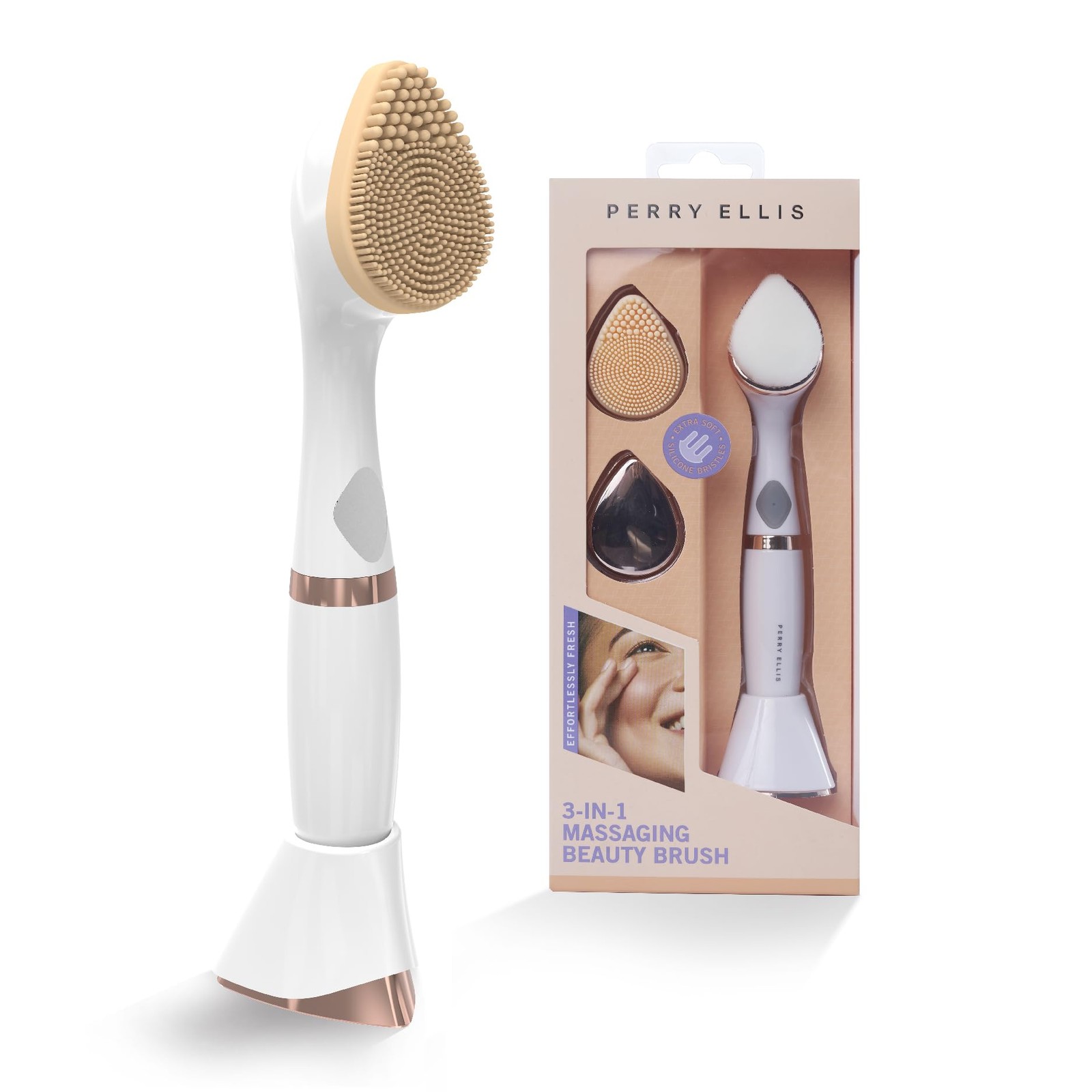 3-in-1 Silicone Face Wash Brush with Makeup Applicator & Metallic Massage Pla…