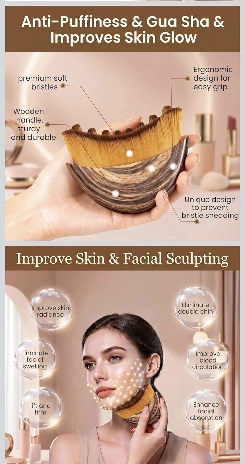 New Lymphatic Contour Face Brush, Dry Brushing Face Brush, Lymphatic Drainage