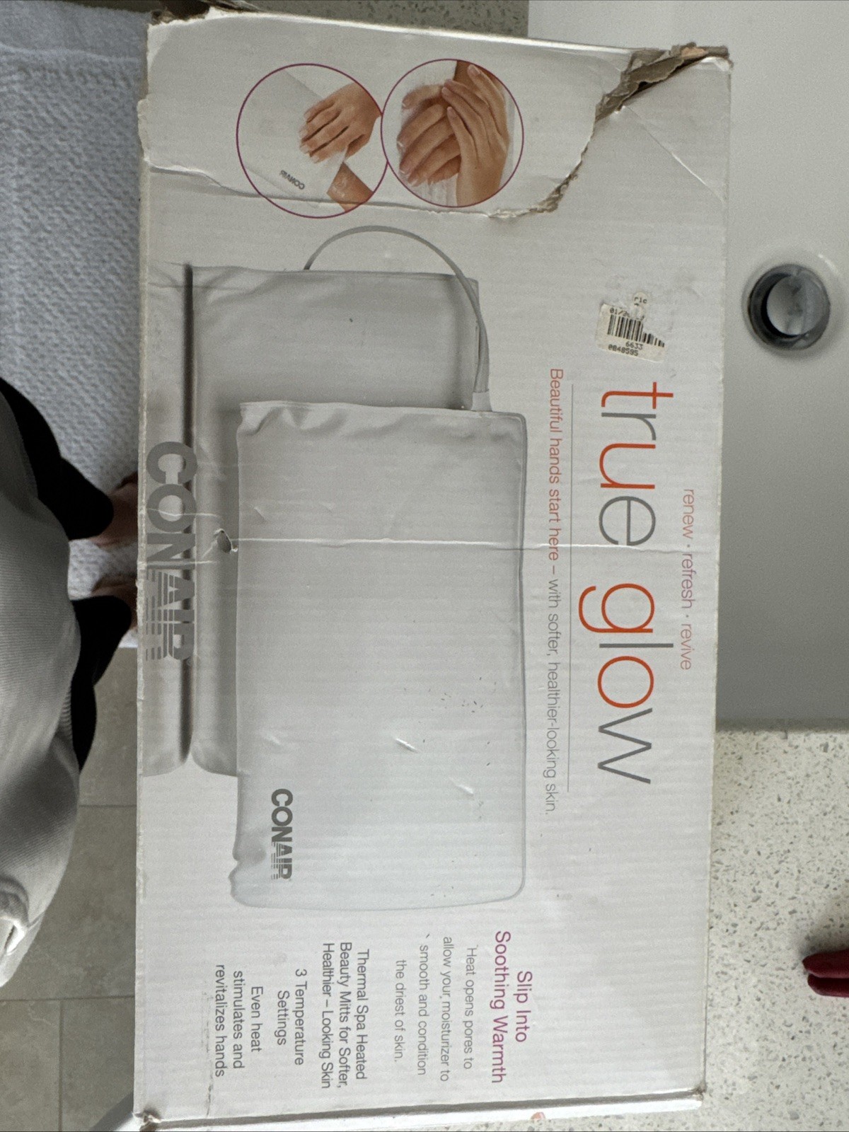True Glow by Conair Heated Beauty Hand Mitts ~ Dry Skin ~