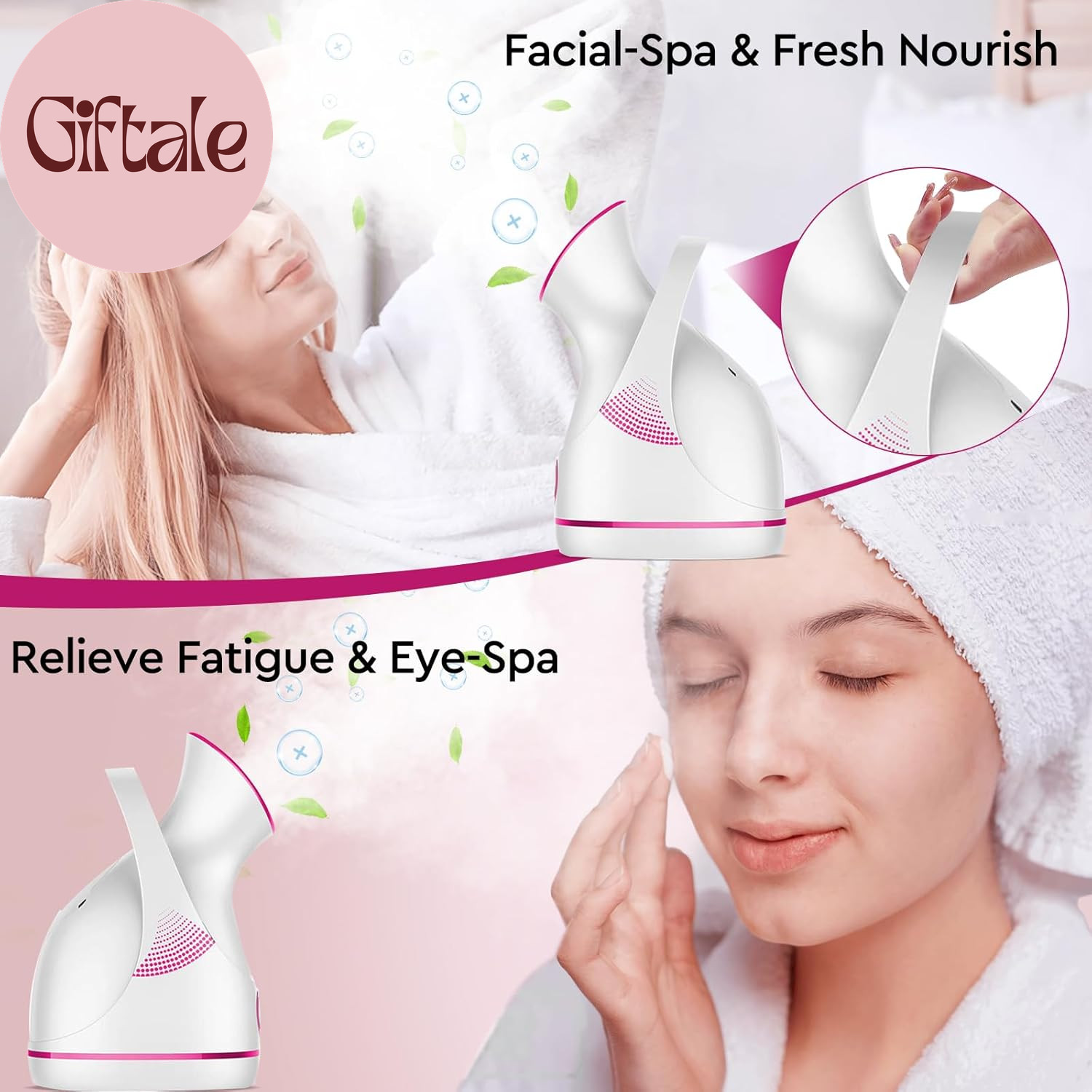 Facial Steamer – Nano Ionic Face Steamer Warm Mist Steamer for Home Sauna SPA, H