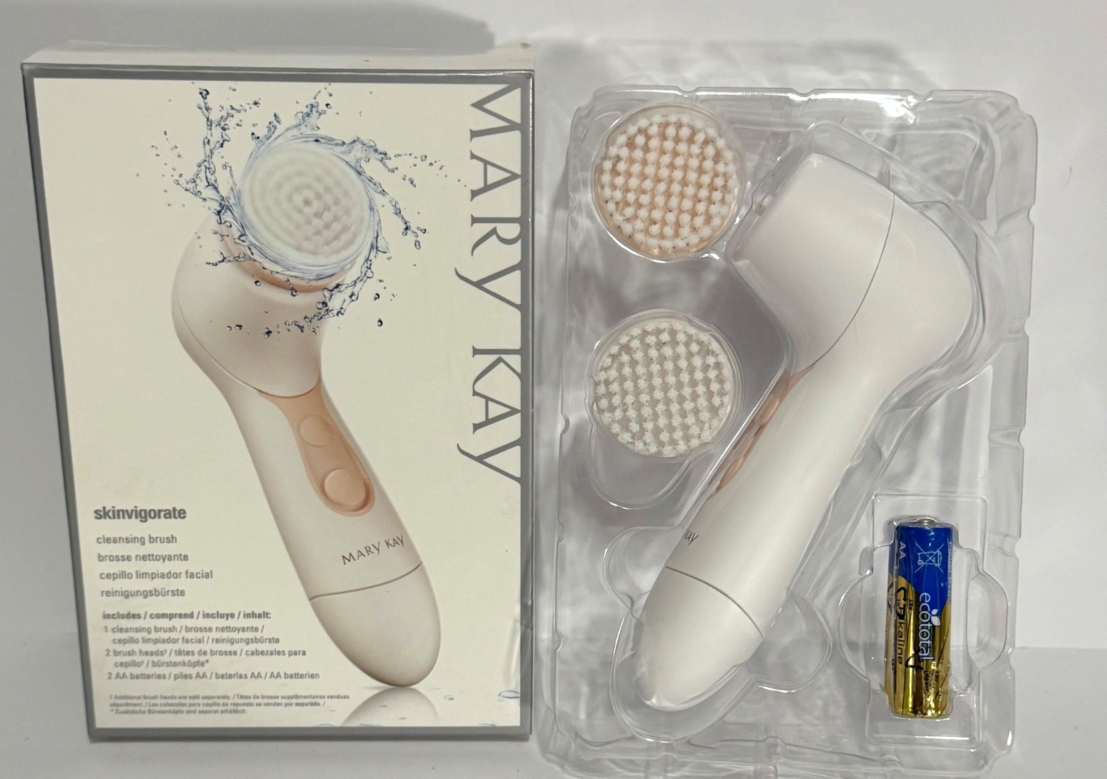 Mary Kay Skinvigorate Sonic Skin Care System Face Cleansing Brush 2 Heads +BONUS
