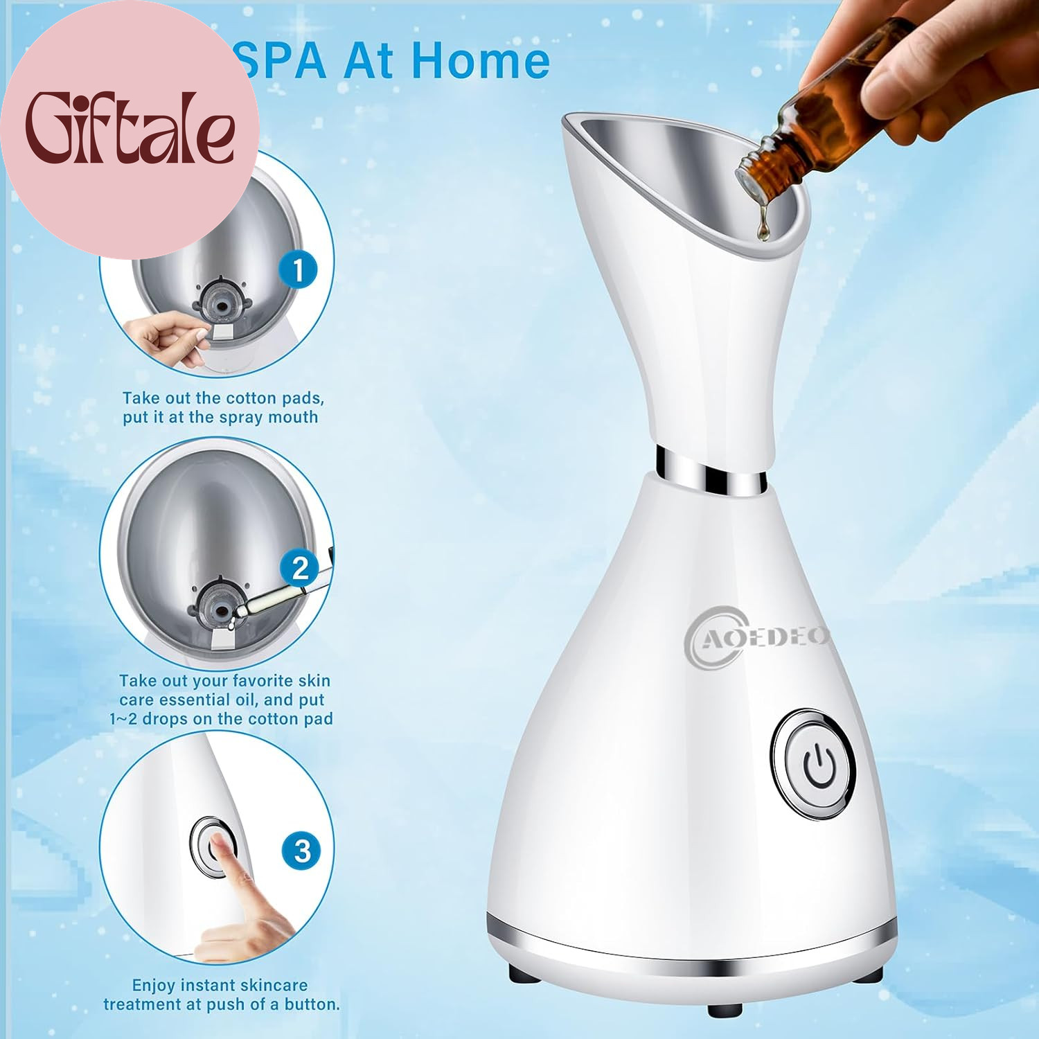 Nano Ionic Face Steamer – Warm Mist Humidifier for Deep Facial Cleansing – 4 Pie