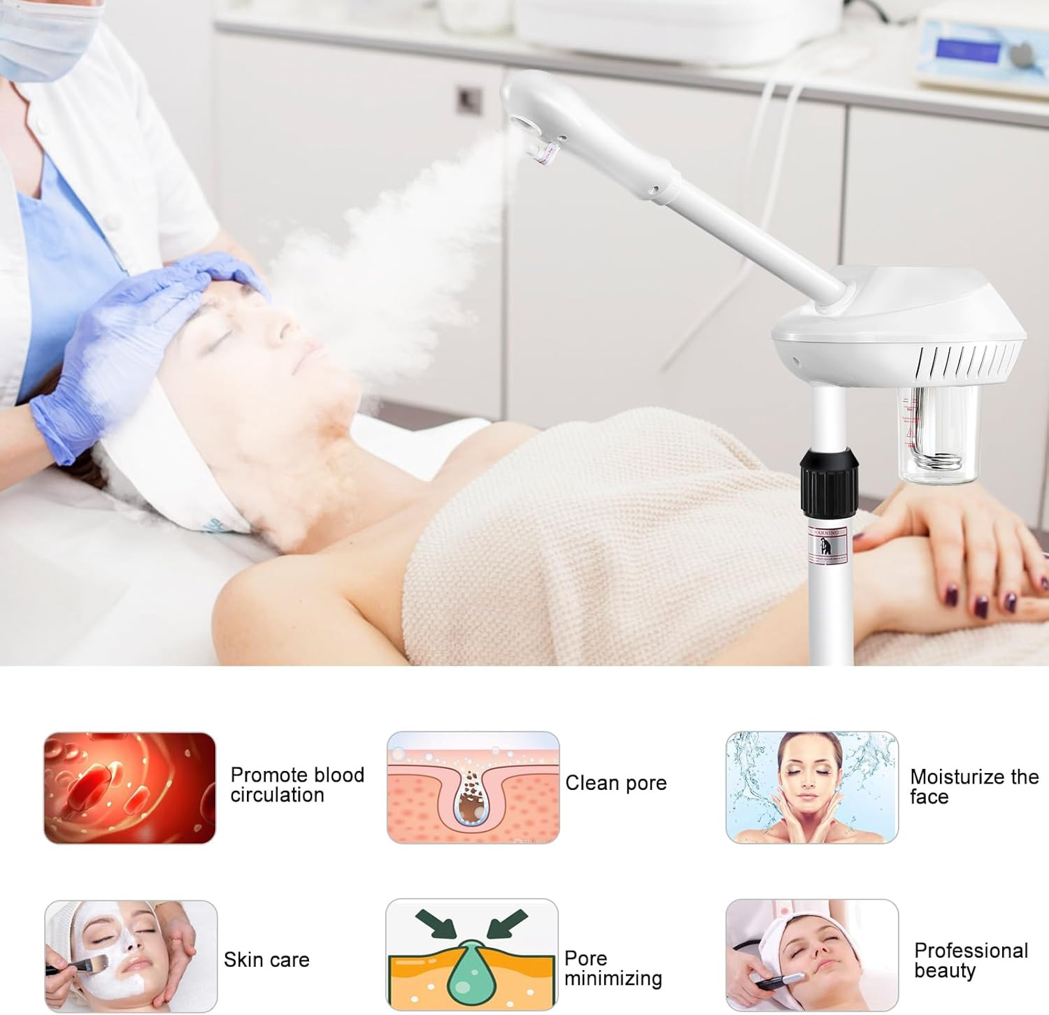 Professional Facial Steamer for Deep Cleansing and Hydration, Ozone Spa Face Ste