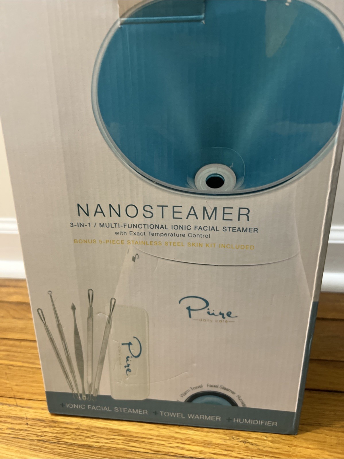 Pure Daily Care NanoSteamer Large 3-in-1 Nano Ionic Facial Steamer with 5 Piece
