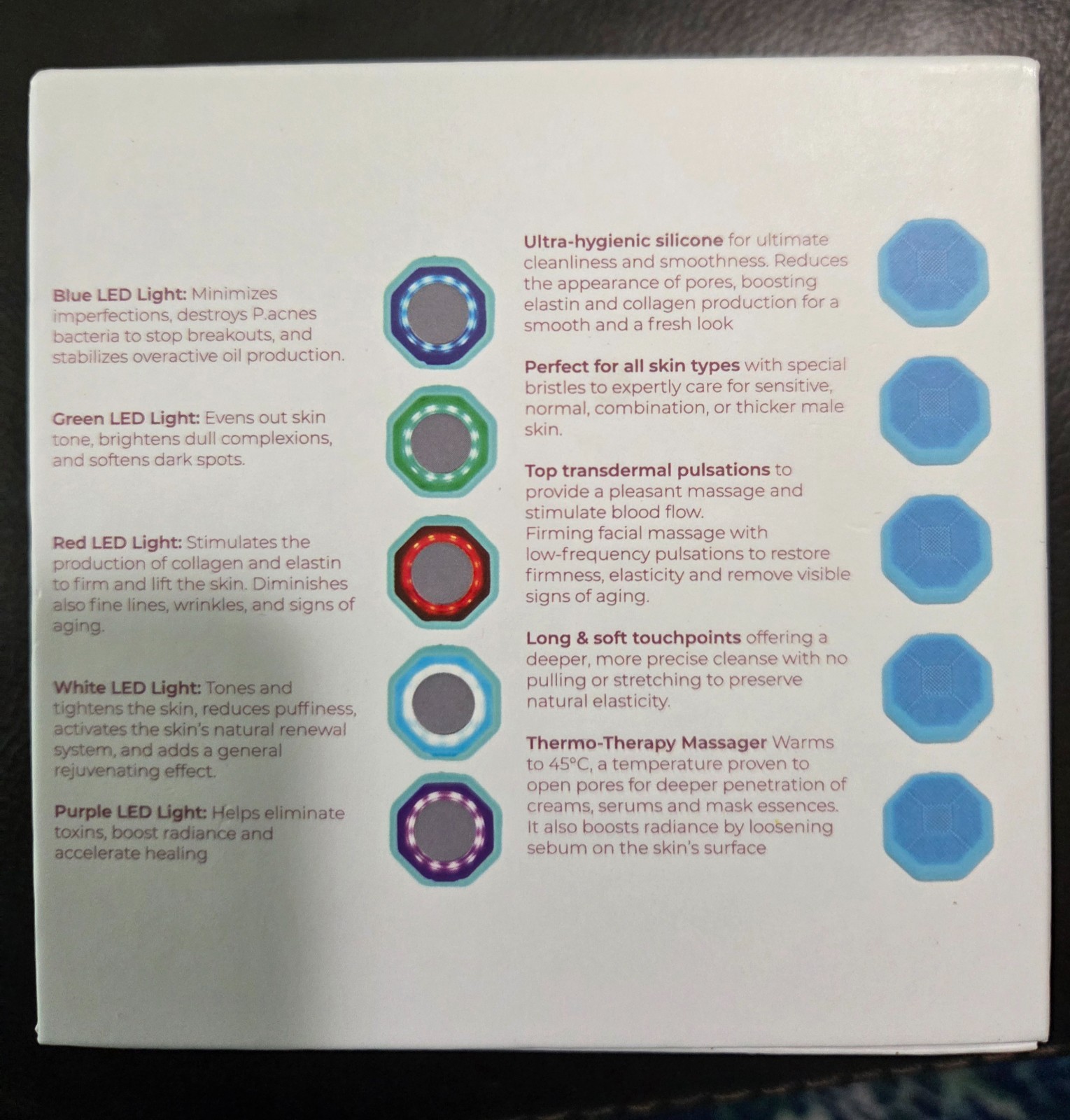 REDMARA Octo Full Facial Treatment Device with Vibration, Heat, and multiple LED