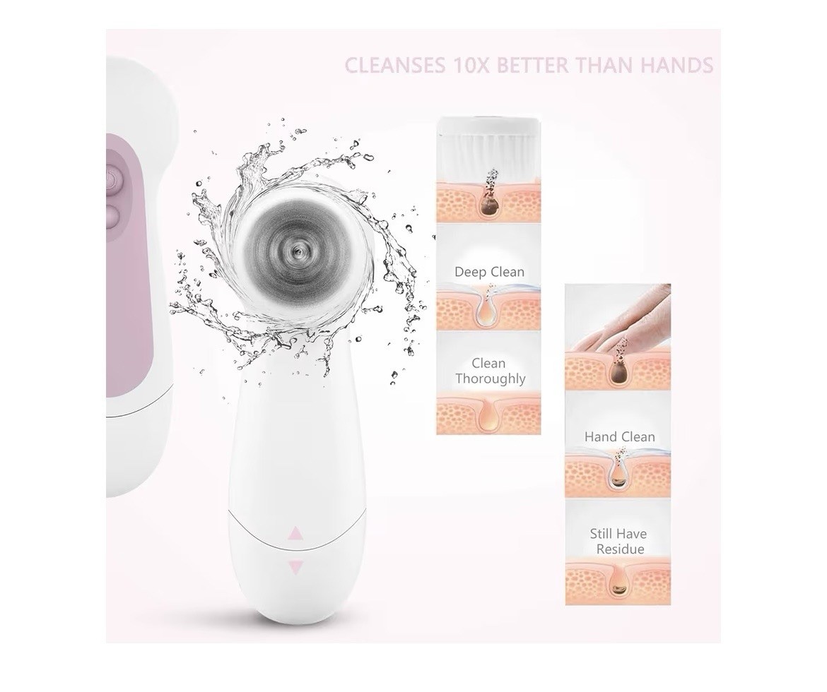 Waterproof Facial Cleansing Spin Brush Set with 5 Exfoliating Brush Heads – Elec